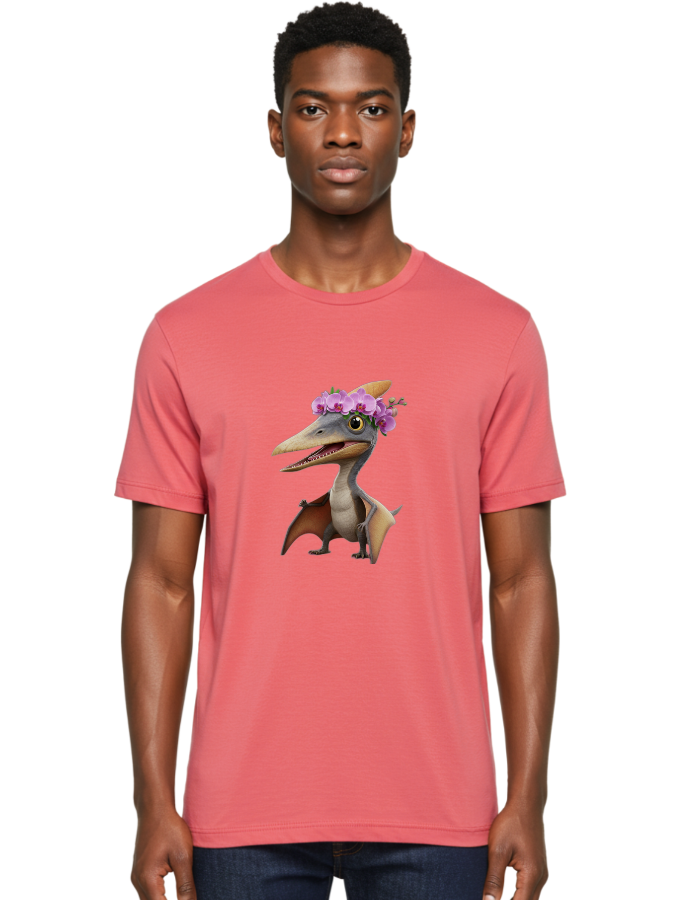 Pterodactyl-With-Flowers Men'S Graphic Tee, 100% Cotton, Comfortable Casual Summer Wear, Machine Washable, Vintage Camera, Old Camera, Antique Camera, Black Camera, Classic Photography, Photography Equipment, Nostalgic Device, Film Camera, Ban208
