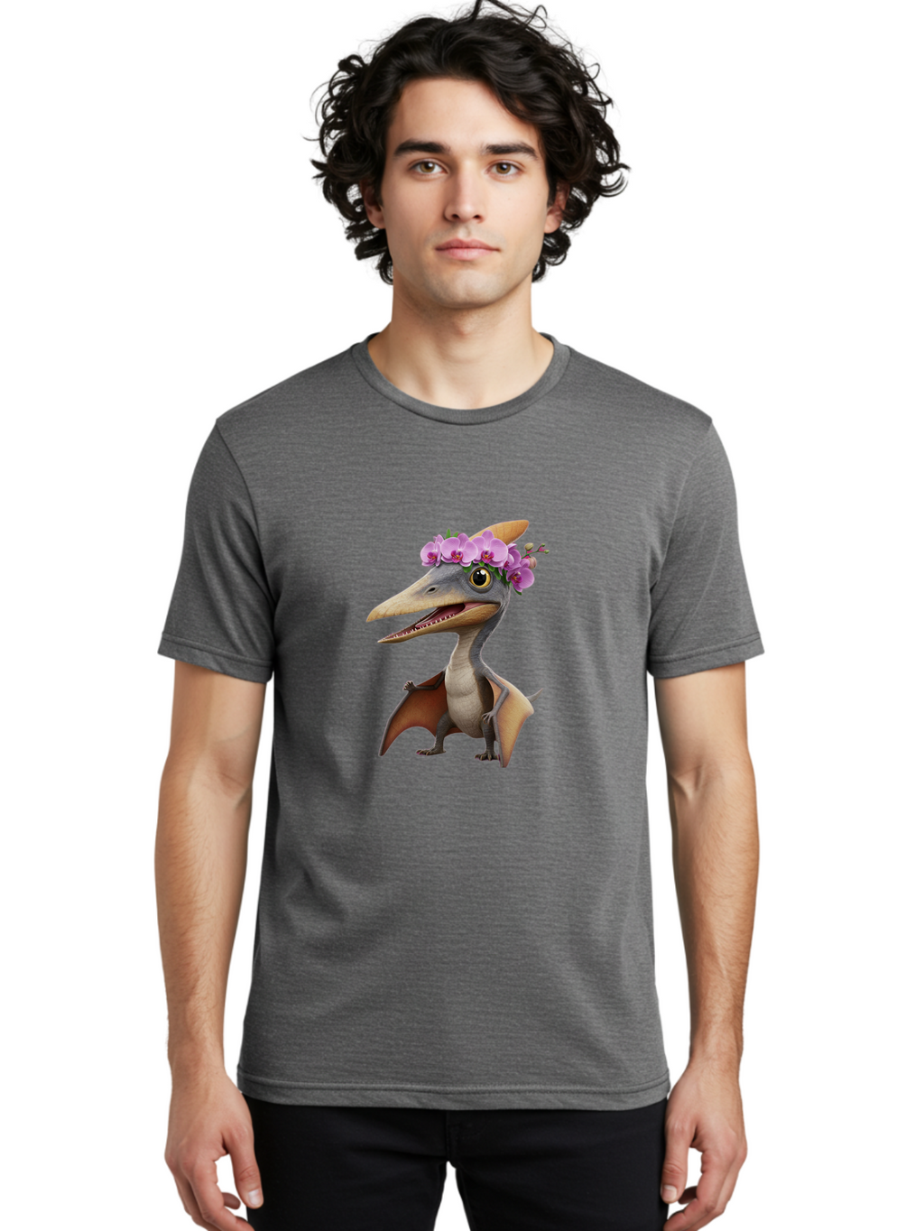 Pterodactyl-With-Flowers Men'S Graphic Tee, 100% Cotton, Comfortable Casual Summer Wear, Machine Washable, Vintage Camera, Old Camera, Antique Camera, Black Camera, Classic Photography, Photography Equipment, Nostalgic Device, Film Camera, Ban208