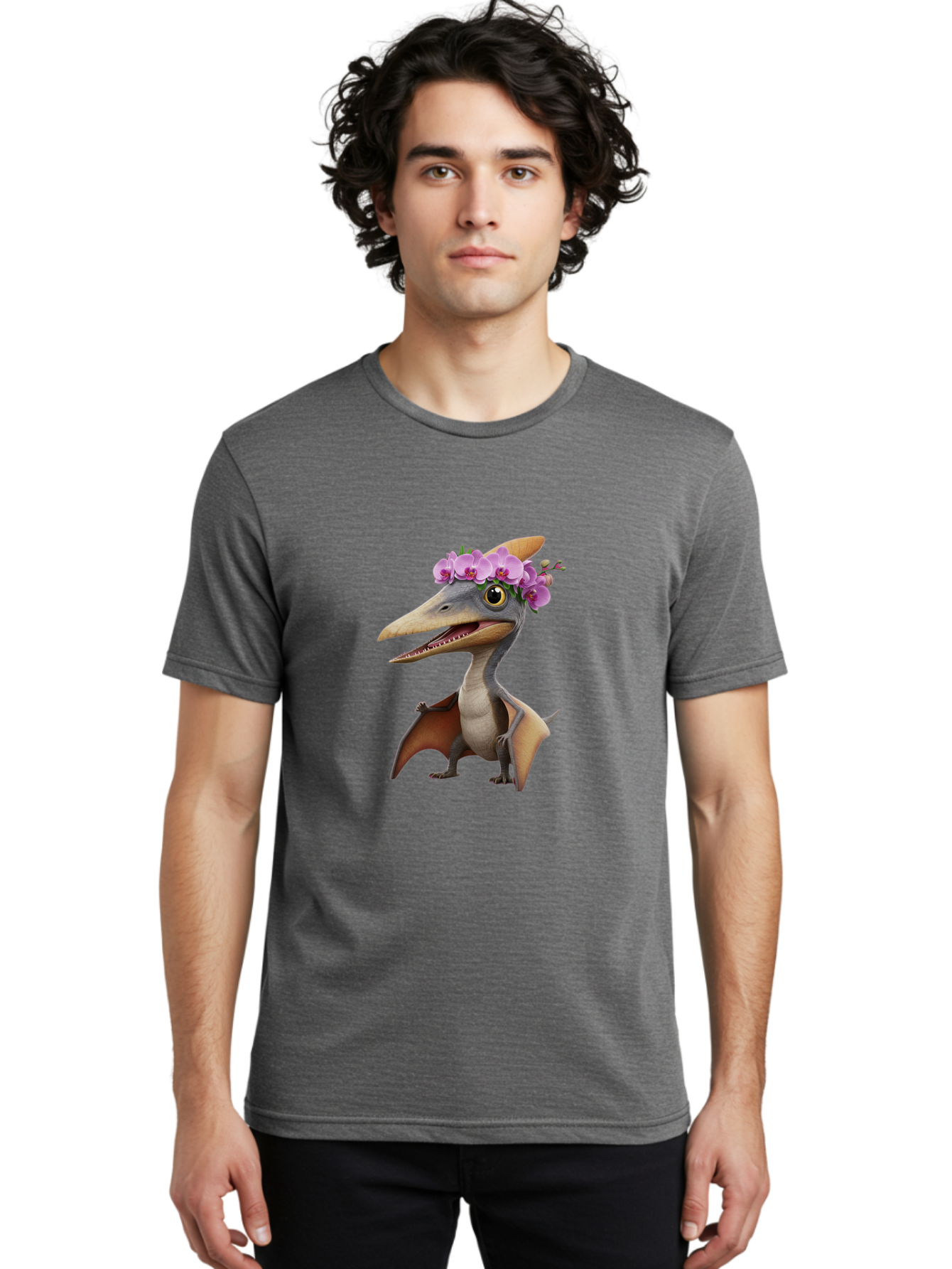 Pterodactyl-With-Flowers Men'S Graphic Tee, 100% Cotton, Comfortable Casual Summer Wear, Machine Washable, Vintage Camera, Old Camera, Antique Camera, Black Camera, Classic Photography, Photography Equipment, Nostalgic Device, Film Camera, Ban208
