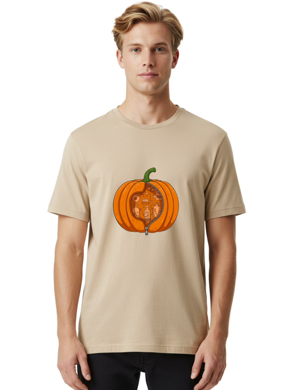 Pumpkin-With-Inner-Mechanisms Men'S Graphic Tee, 100% Cotton, Comfortable Casual Summer Wear, Machine Washable, Vintage Camera, Old Camera, Antique Camera, Black Camera, Classic Photography, Photography Equipment, Nostalgic Device, Ban209
