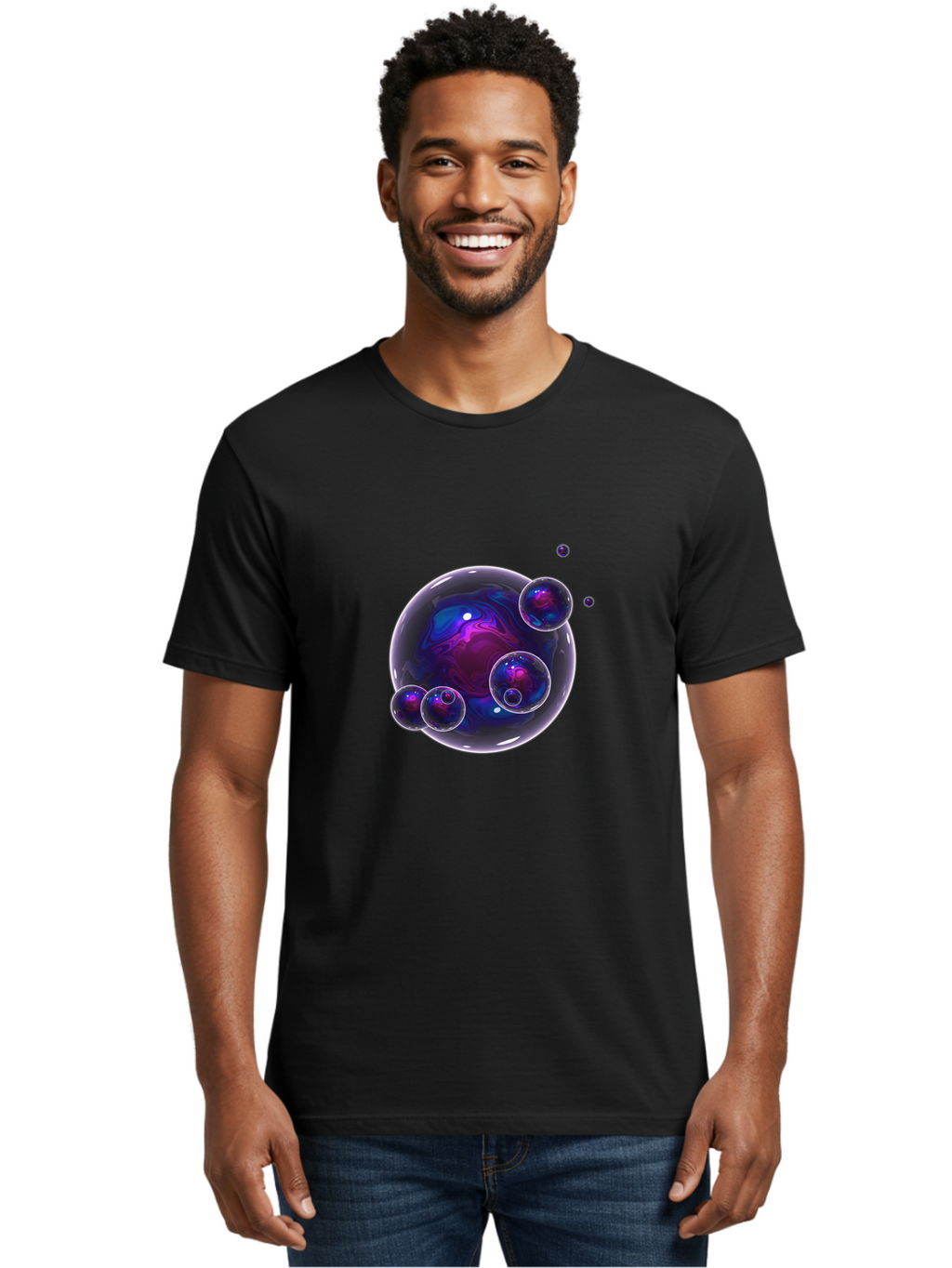 Purple-Bubbles-1 Men'S Graphic Tee, 100% Cotton, Comfortable Casual Summer Wear, Machine Washable, Vintage Camera, Old Camera, Antique Camera, Black Camera, Classic Photography, Photography Equipment, Nostalgic Device, Film Camera, Camera Art Ban213