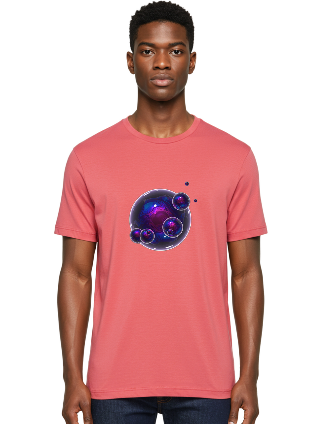 Purple-Bubbles-1 Men'S Graphic Tee, 100% Cotton, Comfortable Casual Summer Wear, Machine Washable, Vintage Camera, Old Camera, Antique Camera, Black Camera, Classic Photography, Photography Equipment, Nostalgic Device, Film Camera, Camera Art Ban213