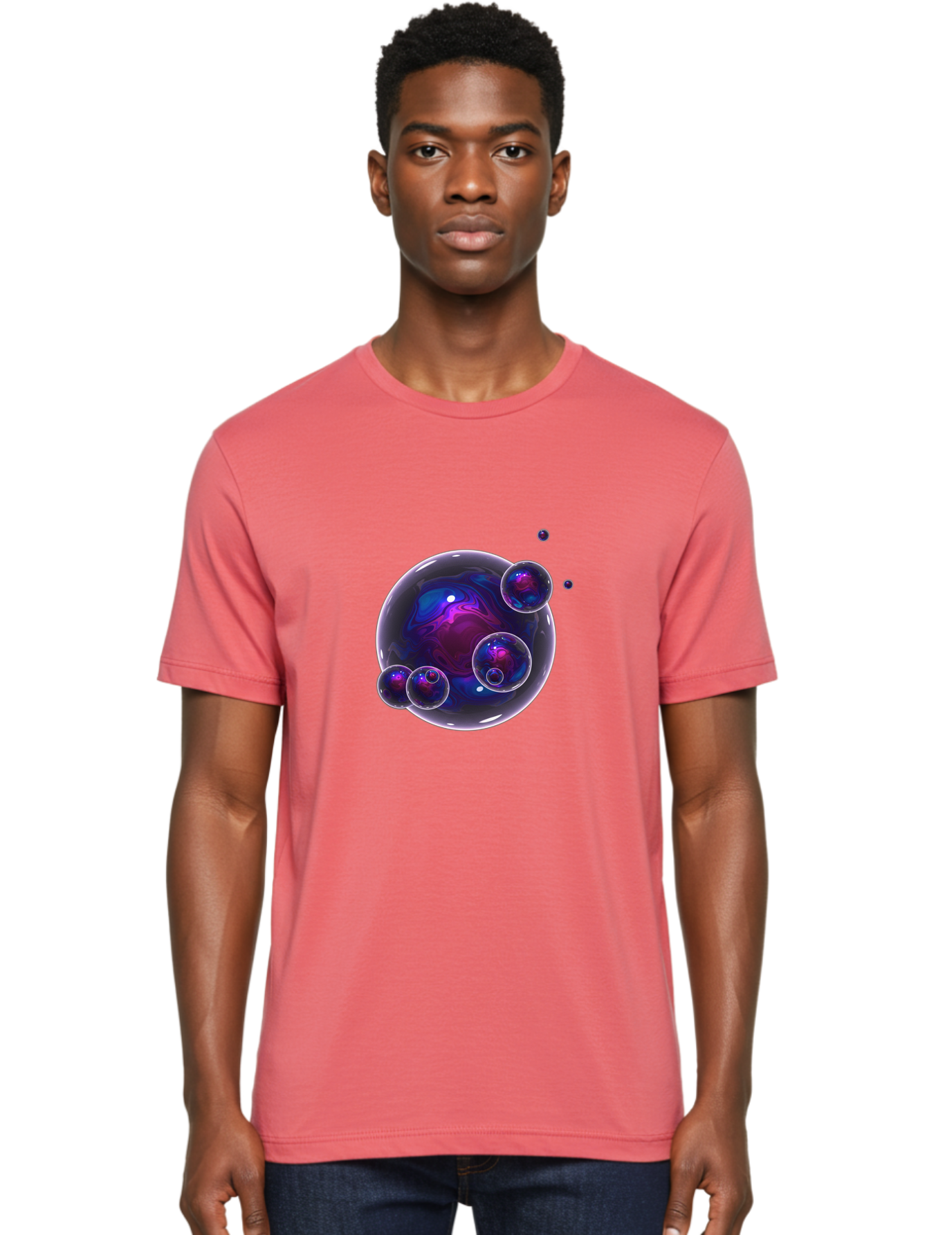 Purple-Bubbles-1 Men'S Graphic Tee, 100% Cotton, Comfortable Casual Summer Wear, Machine Washable, Vintage Camera, Old Camera, Antique Camera, Black Camera, Classic Photography, Photography Equipment, Nostalgic Device, Film Camera, Camera Art Ban213