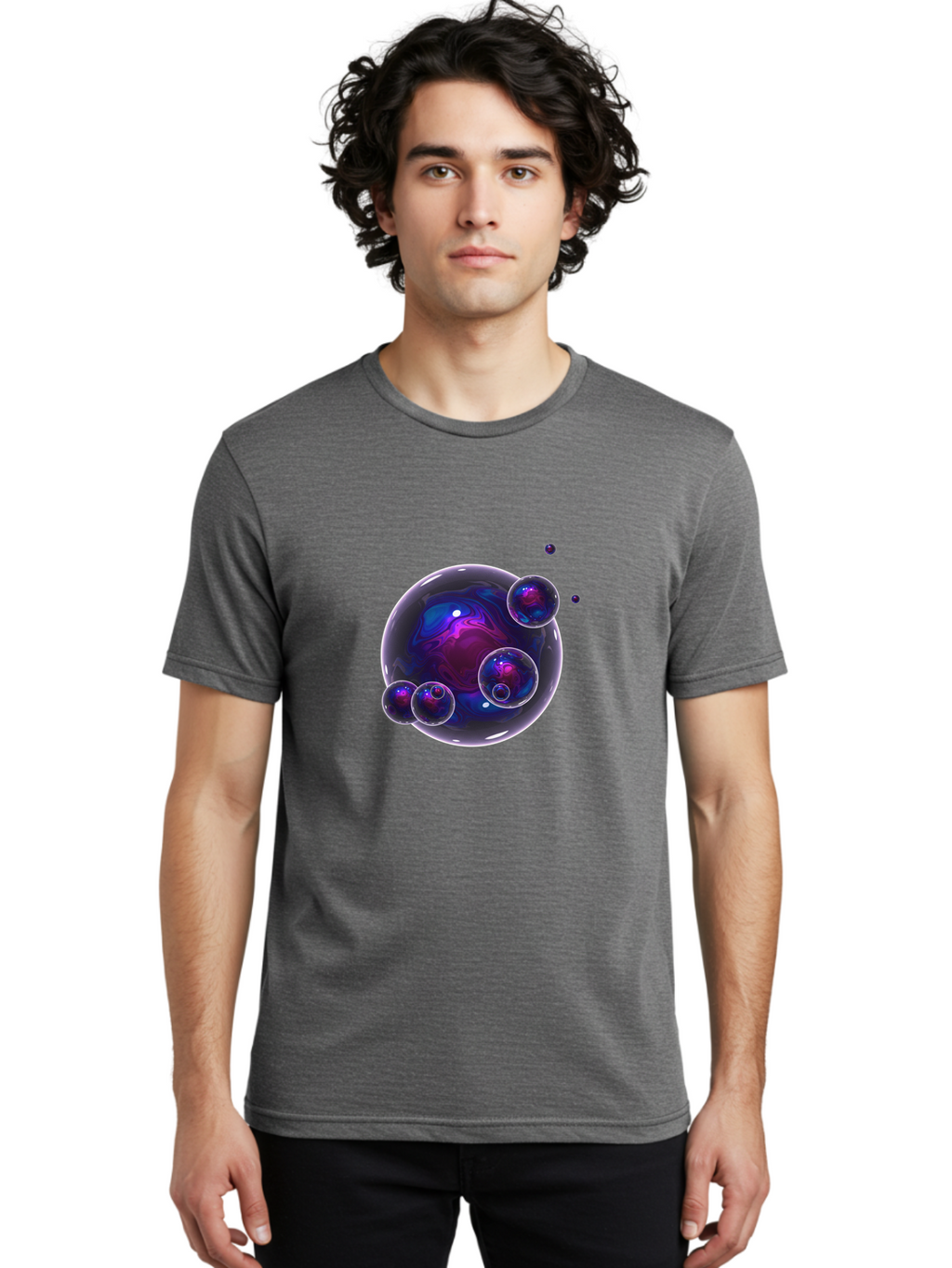 Purple-Bubbles-1 Men'S Graphic Tee, 100% Cotton, Comfortable Casual Summer Wear, Machine Washable, Vintage Camera, Old Camera, Antique Camera, Black Camera, Classic Photography, Photography Equipment, Nostalgic Device, Film Camera, Camera Art Ban213