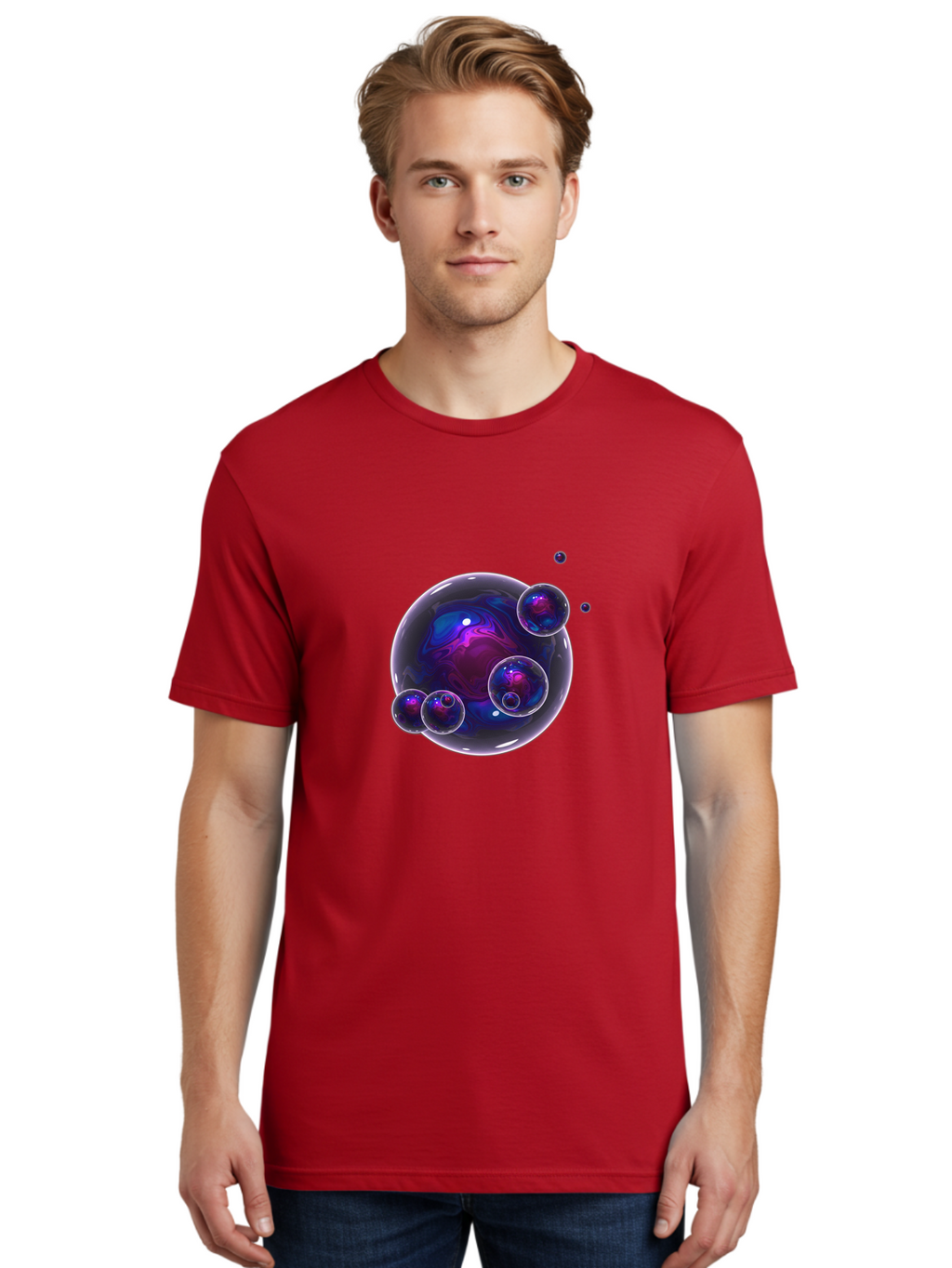 Purple-Bubbles-1 Men'S Graphic Tee, 100% Cotton, Comfortable Casual Summer Wear, Machine Washable, Vintage Camera, Old Camera, Antique Camera, Black Camera, Classic Photography, Photography Equipment, Nostalgic Device, Film Camera, Camera Art Ban213
