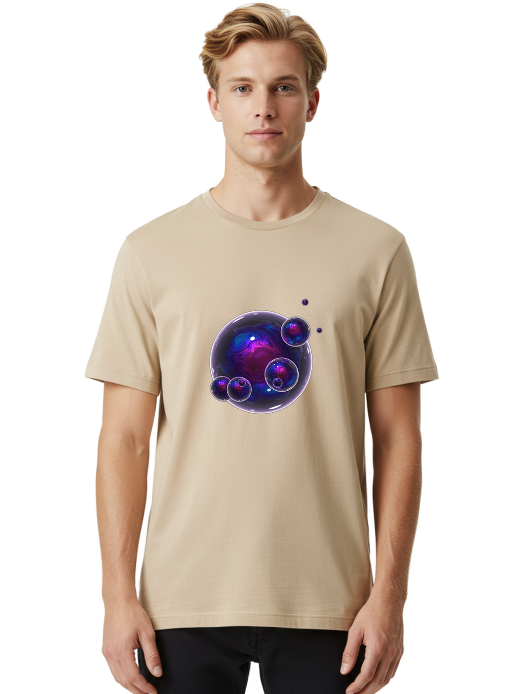 Purple-Bubbles-1 Men'S Graphic Tee, 100% Cotton, Comfortable Casual Summer Wear, Machine Washable, Vintage Camera, Old Camera, Antique Camera, Black Camera, Classic Photography, Photography Equipment, Nostalgic Device, Film Camera, Camera Art Ban213
