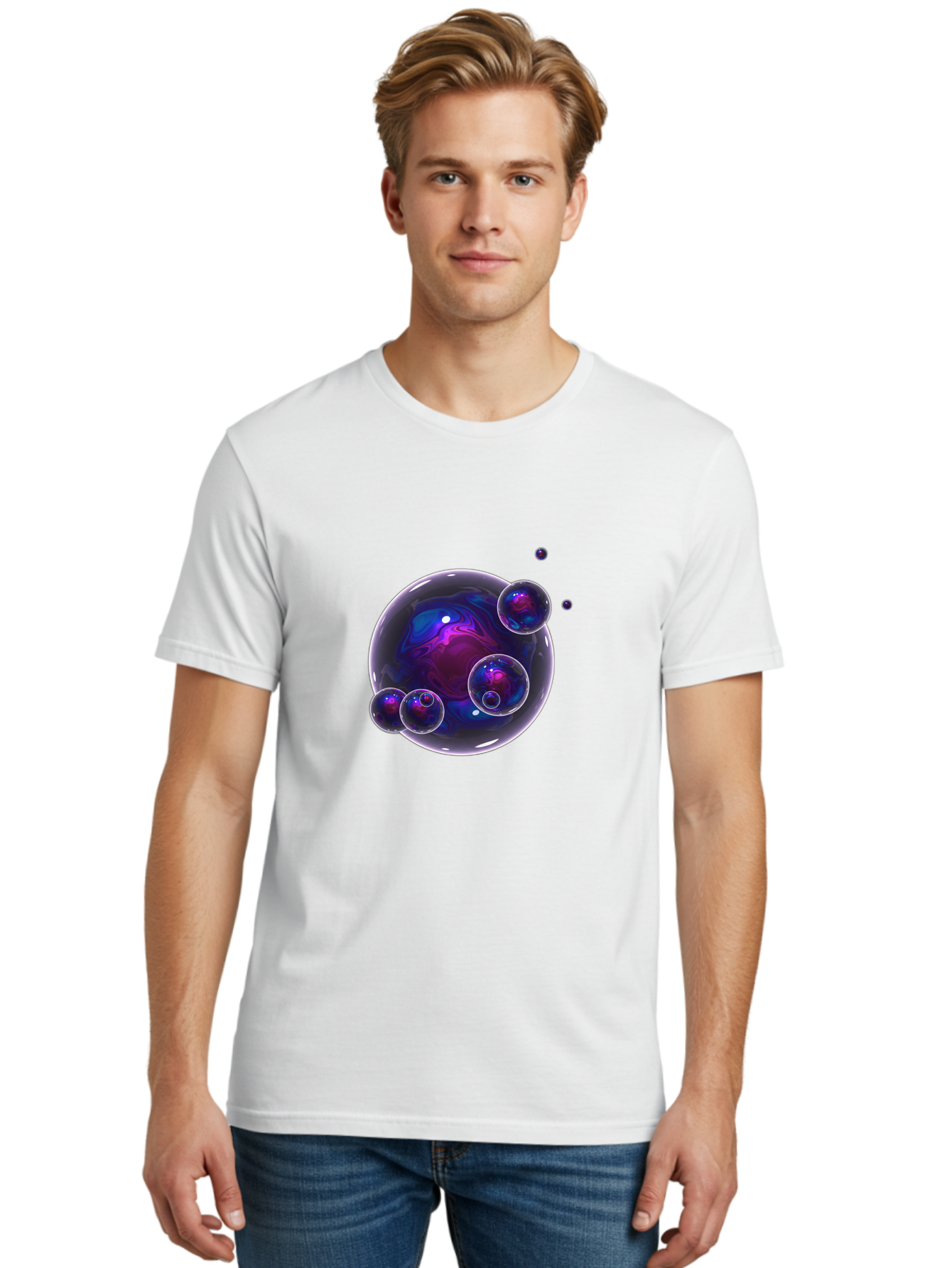 Purple-Bubbles-1 Men'S Graphic Tee, 100% Cotton, Comfortable Casual Summer Wear, Machine Washable, Vintage Camera, Old Camera, Antique Camera, Black Camera, Classic Photography, Photography Equipment, Nostalgic Device, Film Camera, Camera Art Ban213