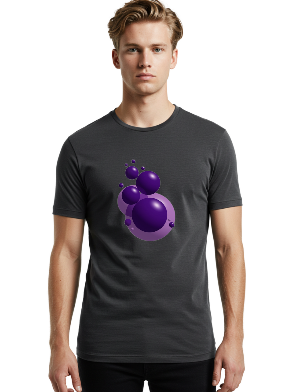 Purple-Bubbles Men'S Graphic Tee, 100% Cotton, Comfortable Casual Summer Wear, Machine Washable, Vintage Camera, Old Camera, Antique Camera, Black Camera, Classic Photography, Photography Equipment, Nostalgic Device, Film Camera, Camera Art Ban214