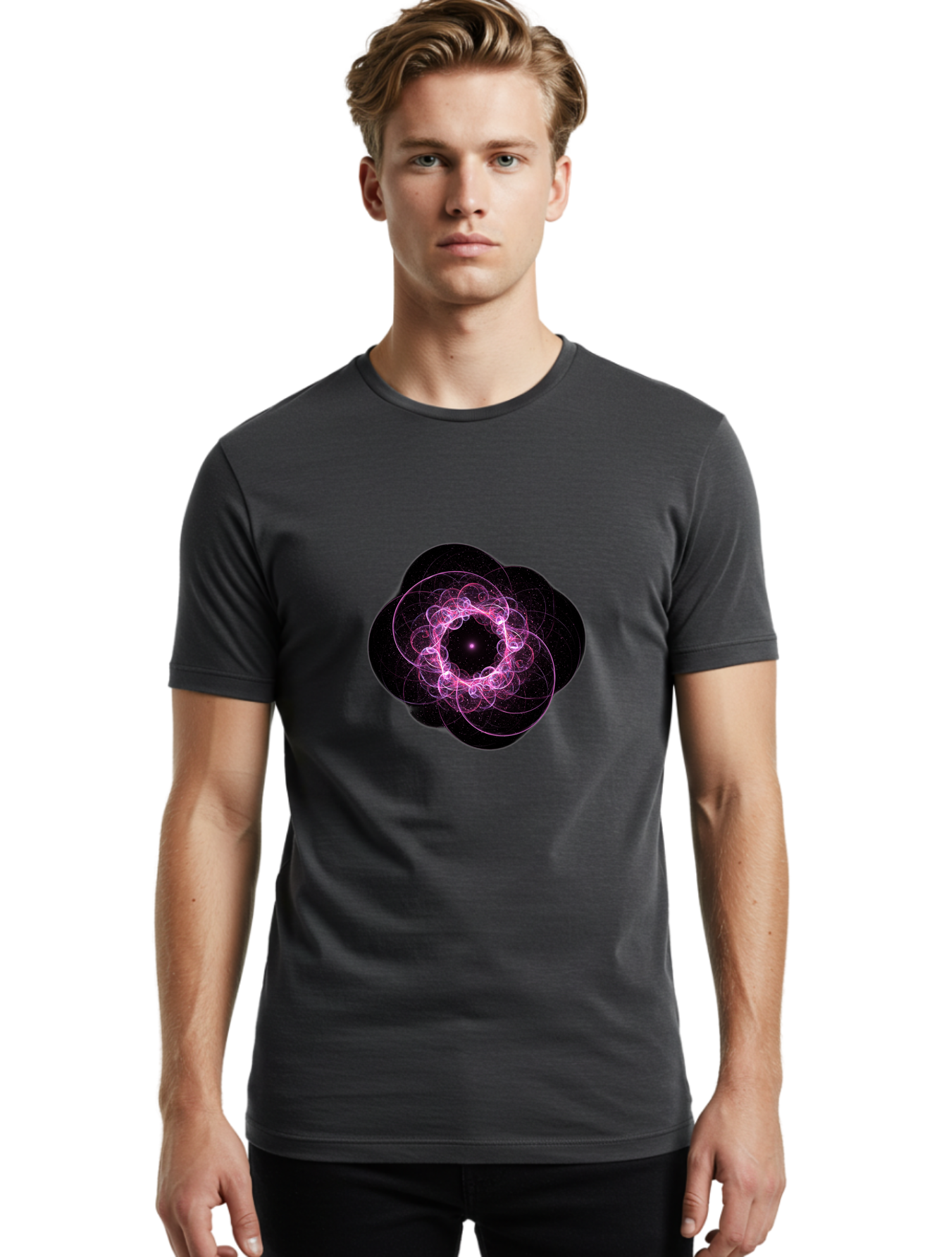 Purple-Fractal-Flower Men'S Graphic Tee, 100% Cotton, Comfortable Casual Summer Wear, Machine Washable, Vintage Camera, Old Camera, Antique Camera, Black Camera, Classic Photography, Photography Equipment, Nostalgic Device, Film Camera, Ban222