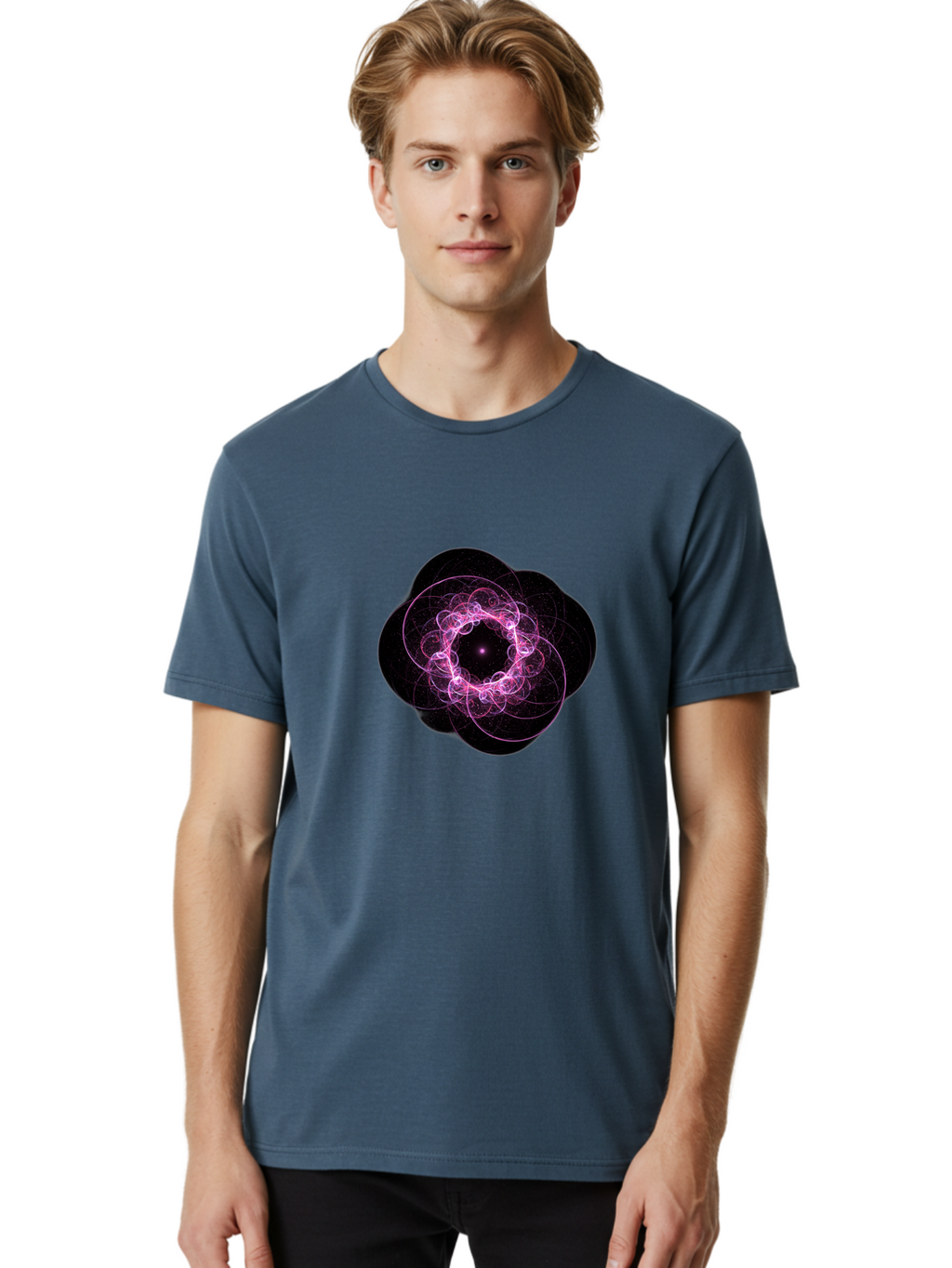 Purple-Fractal-Flower Men'S Graphic Tee, 100% Cotton, Comfortable Casual Summer Wear, Machine Washable, Vintage Camera, Old Camera, Antique Camera, Black Camera, Classic Photography, Photography Equipment, Nostalgic Device, Film Camera, Ban222