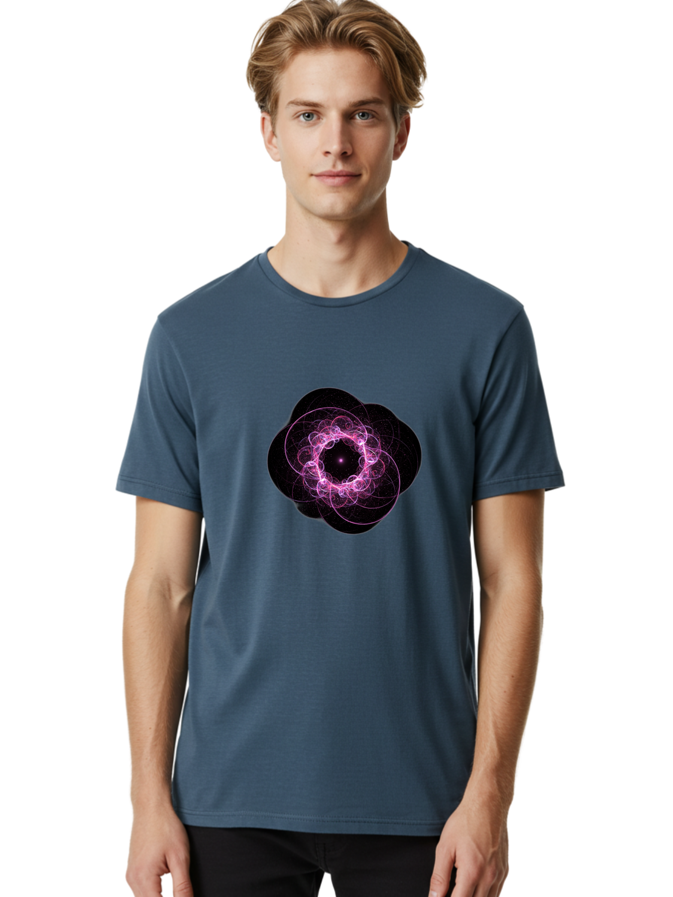 Purple-Fractal-Flower Men'S Graphic Tee, 100% Cotton, Comfortable Casual Summer Wear, Machine Washable, Vintage Camera, Old Camera, Antique Camera, Black Camera, Classic Photography, Photography Equipment, Nostalgic Device, Film Camera, Ban222