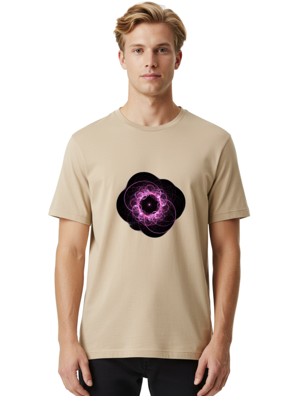 Purple-Fractal-Flower Men'S Graphic Tee, 100% Cotton, Comfortable Casual Summer Wear, Machine Washable, Vintage Camera, Old Camera, Antique Camera, Black Camera, Classic Photography, Photography Equipment, Nostalgic Device, Film Camera, Ban222