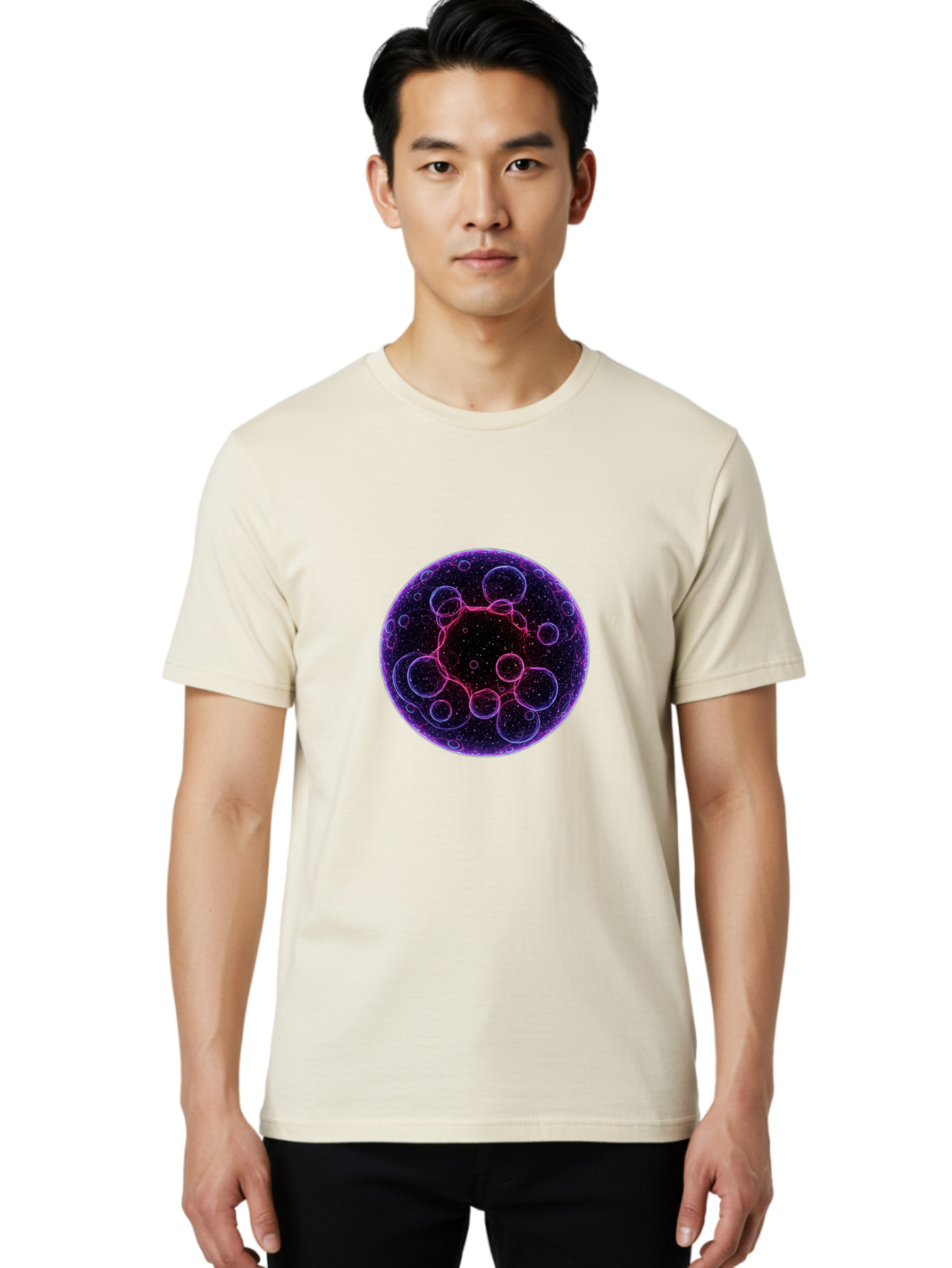 Purple-Sphere-With-Bubbles Men'S Graphic Tee, 100% Cotton, Comfortable Casual Summer Wear, Machine Washable, Vintage Camera, Old Camera, Antique Camera, Black Camera, Classic Photography, Photography Equipment, Nostalgic Device, Film Camera, Ban227