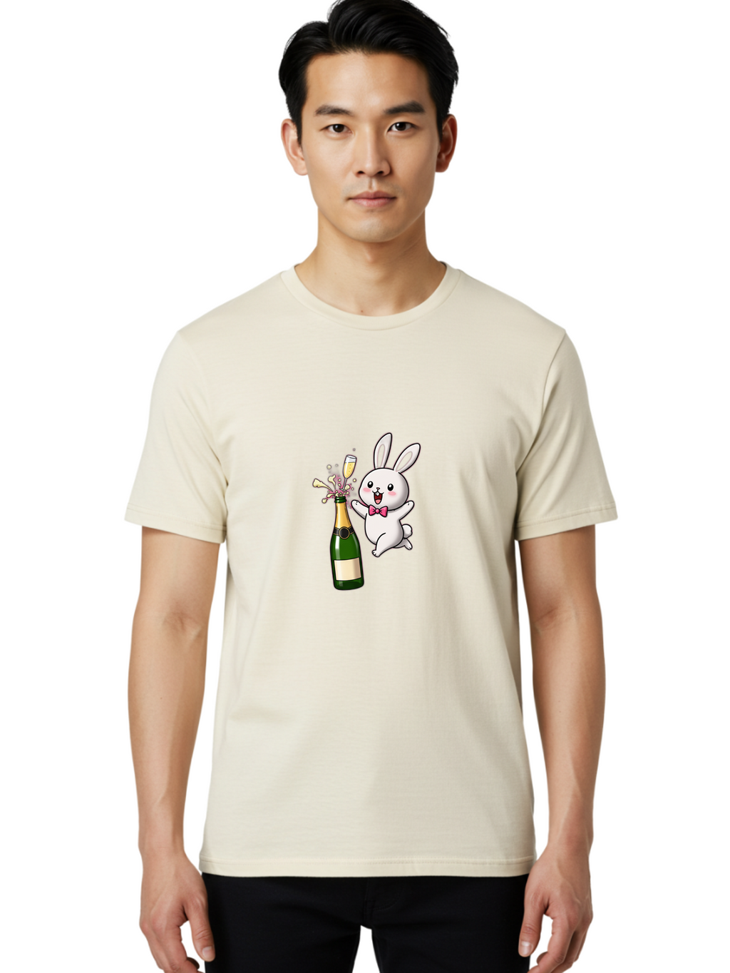 Rabbit-Celebrating Men'S Graphic Tee, 100% Cotton, Comfortable Casual Summer Wear, Machine Washable, Vintage Camera, Old Camera, Antique Camera, Black Camera, Classic Photography, Photography Equipment, Nostalgic Device, Film Camera, Ban237