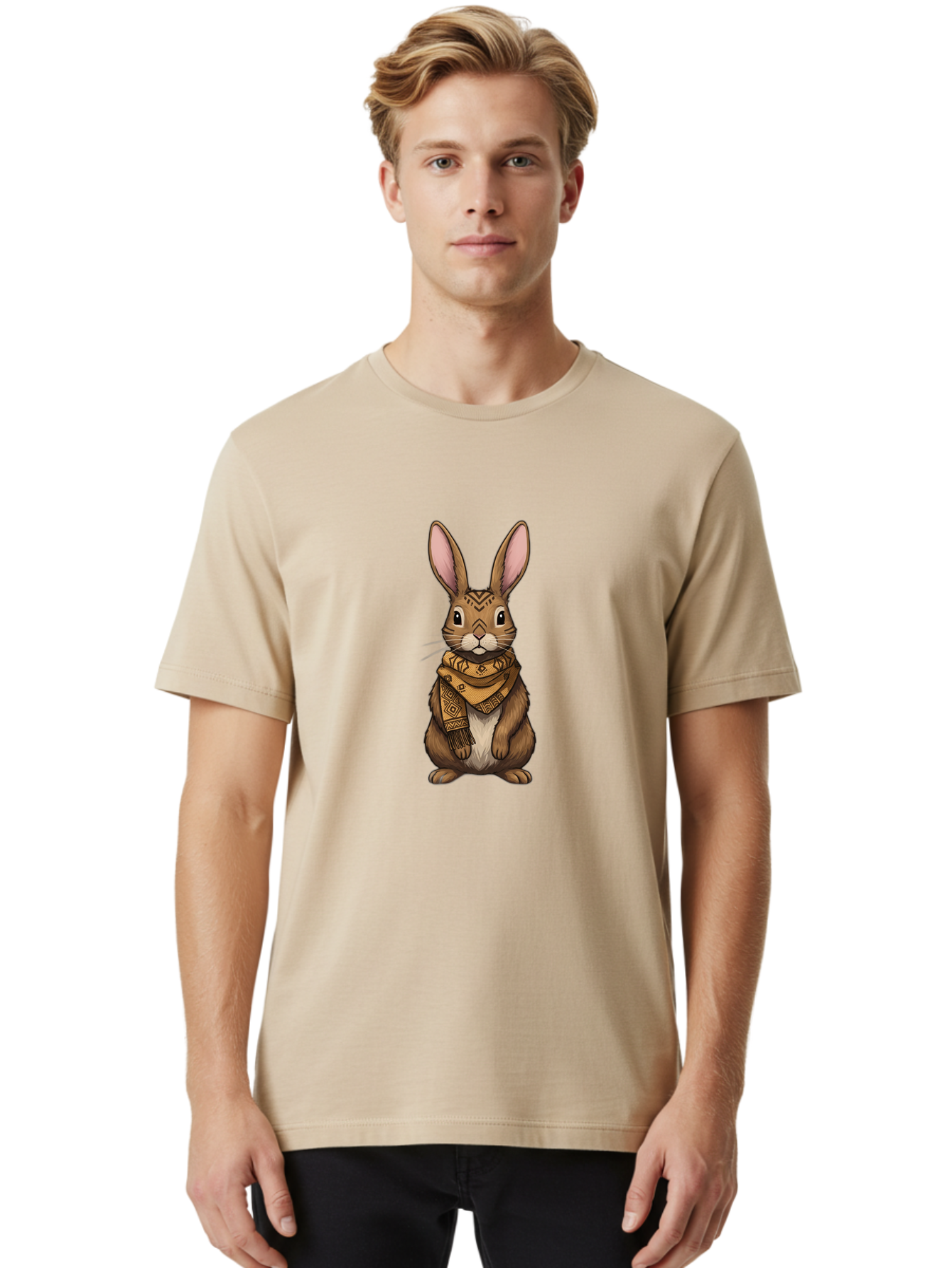 Rabbit-In-Scarf-1 Men'S Graphic Tee, 100% Cotton, Comfortable Casual Summer Wear, Machine Washable, Vintage Camera, Old Camera, Antique Camera, Black Camera, Classic Photography, Photography Equipment, Nostalgic Device, Film Camera, Camera Art Ban239