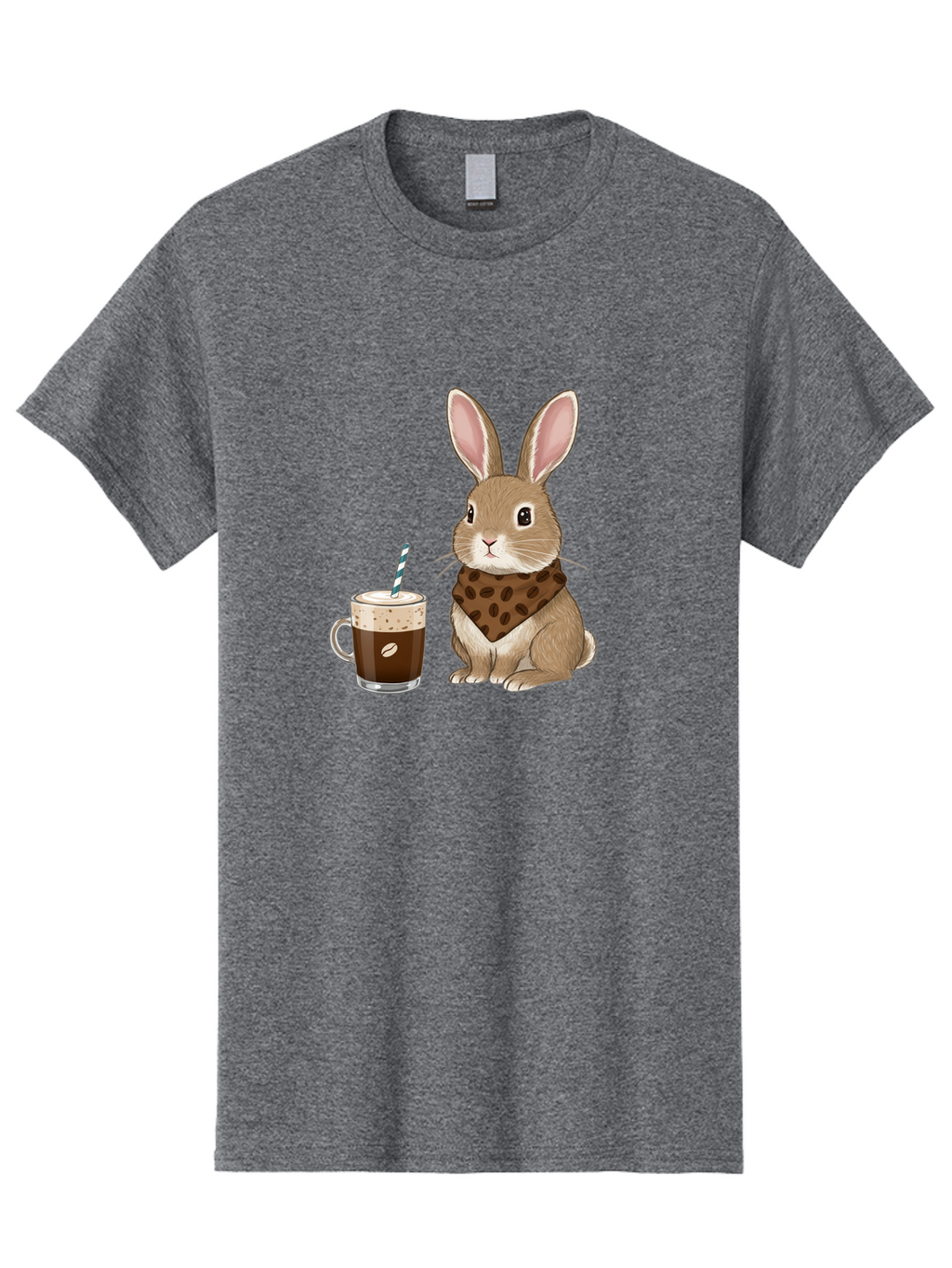 Rabbit-With-Coffee-And-Bandana Men'S Graphic Tee, 100% Cotton, Comfortable Casual Summer Wear, Machine Washable, Vintage Camera, Old Camera, Antique Camera, Black Camera, Classic Photography, Photography Equipment, Nostalgic Device, Ban243