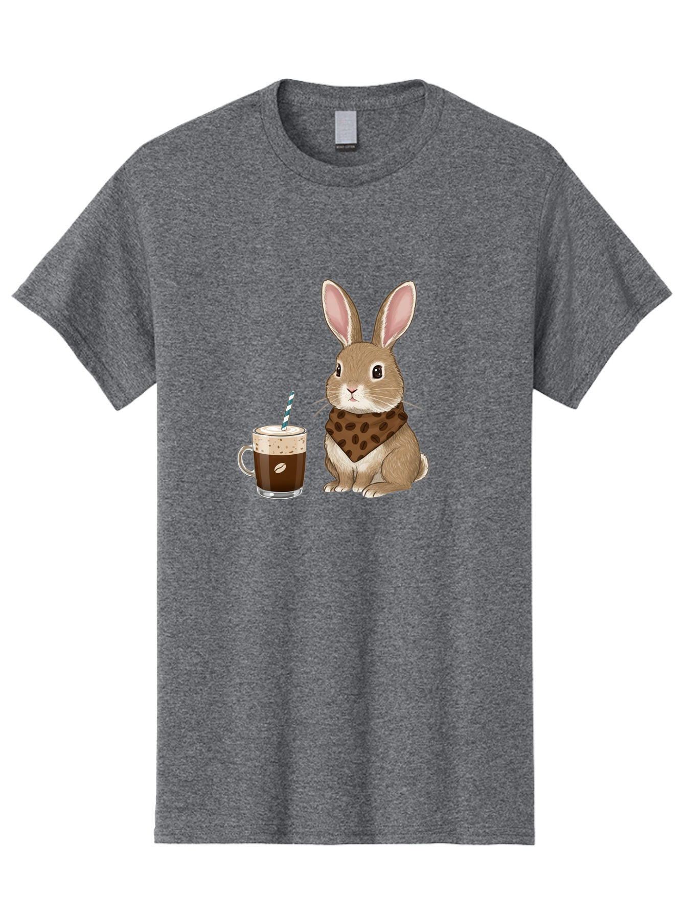 Rabbit-With-Coffee-And-Bandana Men'S Graphic Tee, 100% Cotton, Comfortable Casual Summer Wear, Machine Washable, Vintage Camera, Old Camera, Antique Camera, Black Camera, Classic Photography, Photography Equipment, Nostalgic Device, Ban243