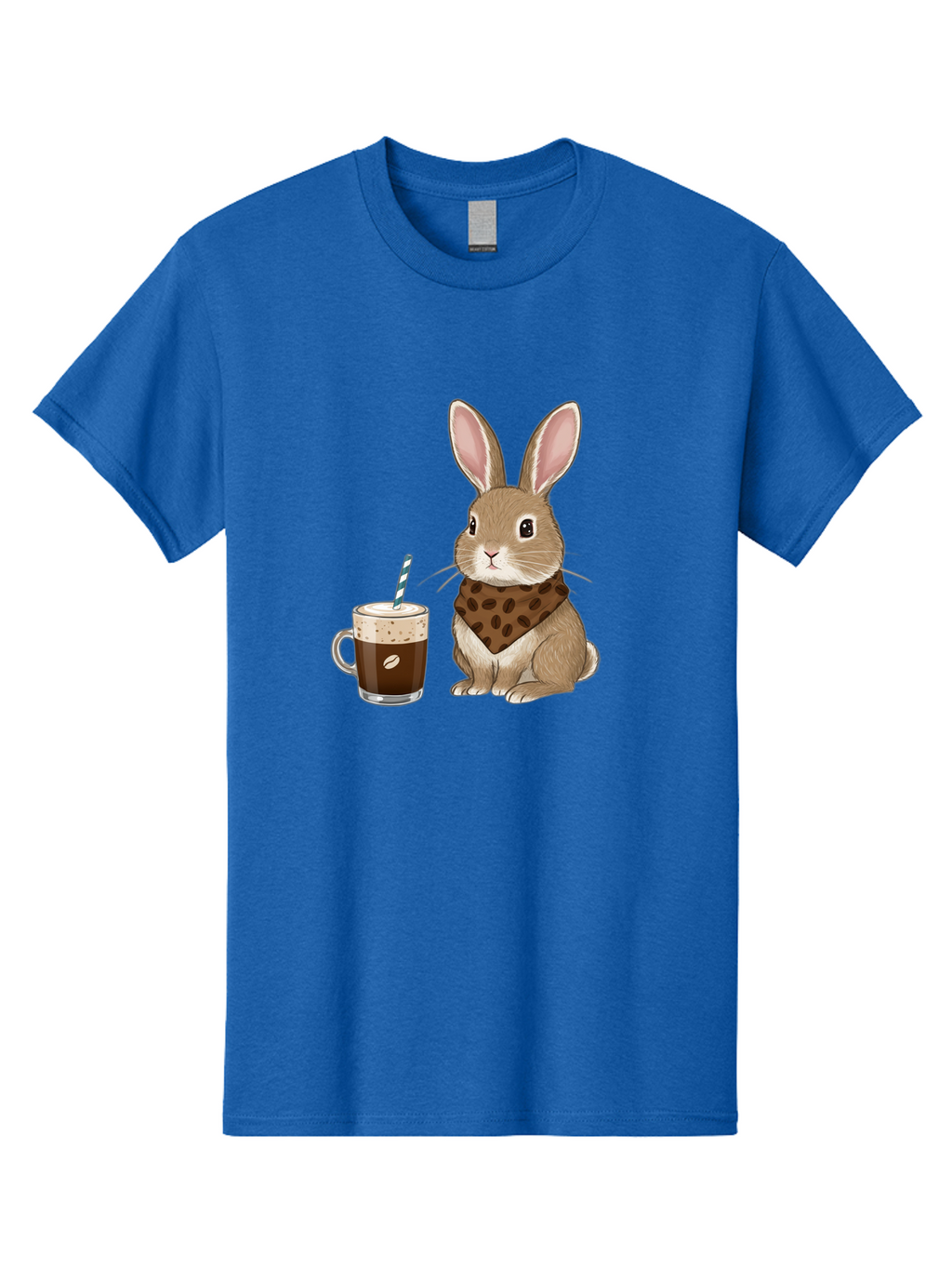Rabbit-With-Coffee-And-Bandana Men'S Graphic Tee, 100% Cotton, Comfortable Casual Summer Wear, Machine Washable, Vintage Camera, Old Camera, Antique Camera, Black Camera, Classic Photography, Photography Equipment, Nostalgic Device, Ban243