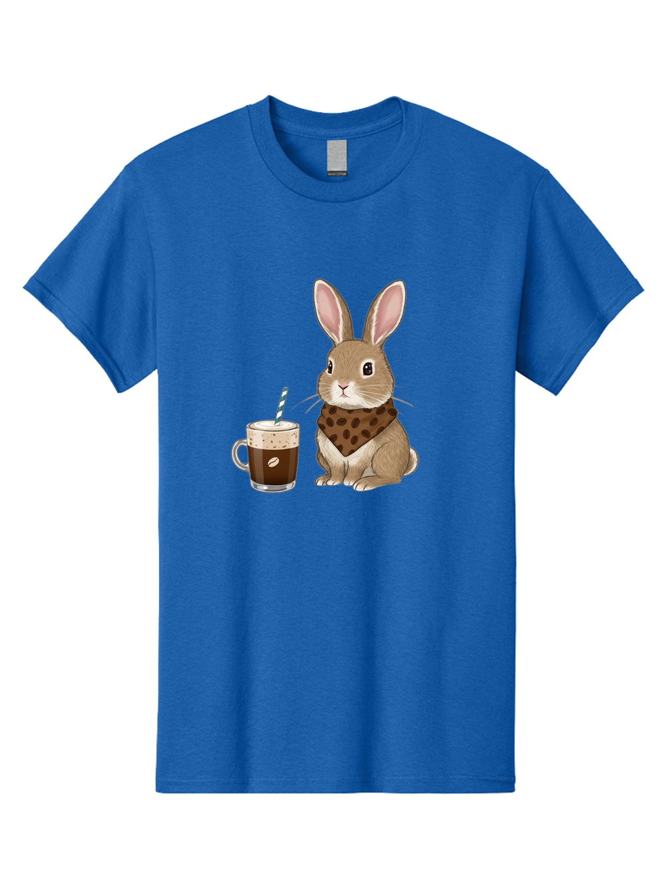 Rabbit-With-Coffee-And-Bandana Men'S Graphic Tee, 100% Cotton, Comfortable Casual Summer Wear, Machine Washable, Vintage Camera, Old Camera, Antique Camera, Black Camera, Classic Photography, Photography Equipment, Nostalgic Device, Ban243