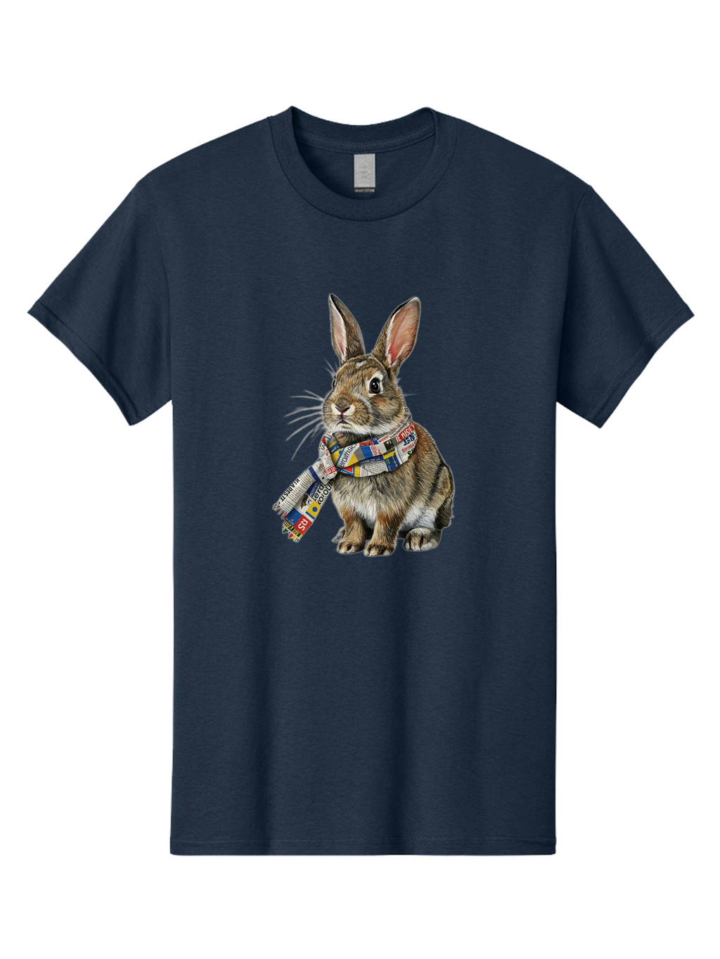 Rabbit-With-News-Scarf Men'S Graphic Tee, 100% Cotton, Comfortable Casual Summer Wear, Machine Washable, Vintage Camera, Old Camera, Antique Camera, Black Camera, Classic Photography, Photography Equipment, Nostalgic Device, Film Camera, Ban244