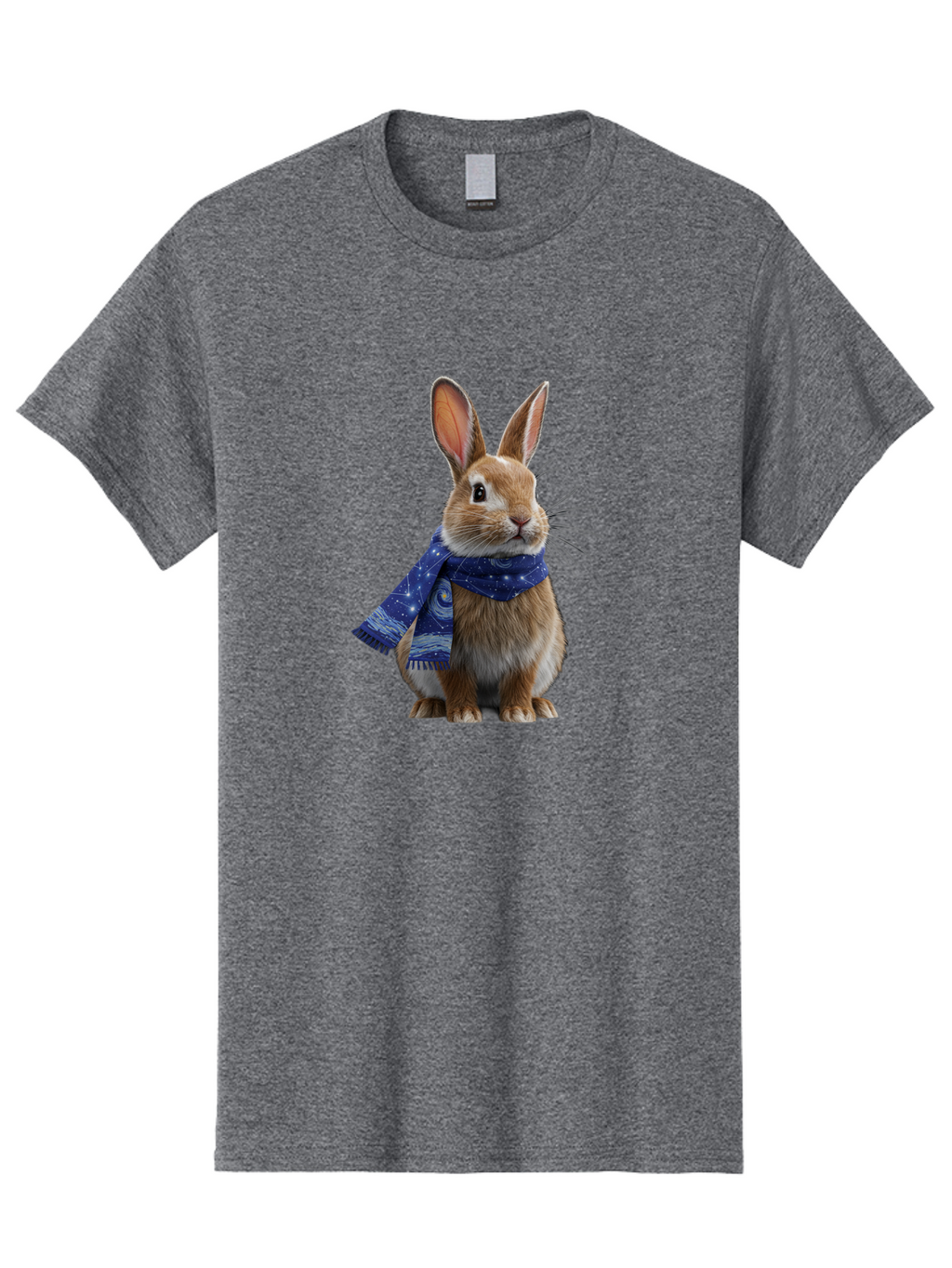 Rabbit-With-Starry-Night-Scarf Men'S Graphic Tee, 100% Cotton, Comfortable Casual Summer Wear, Machine Washable, Vintage Camera, Old Camera, Antique Camera, Black Camera, Classic Photography, Photography Equipment, Nostalgic Device, Ban245