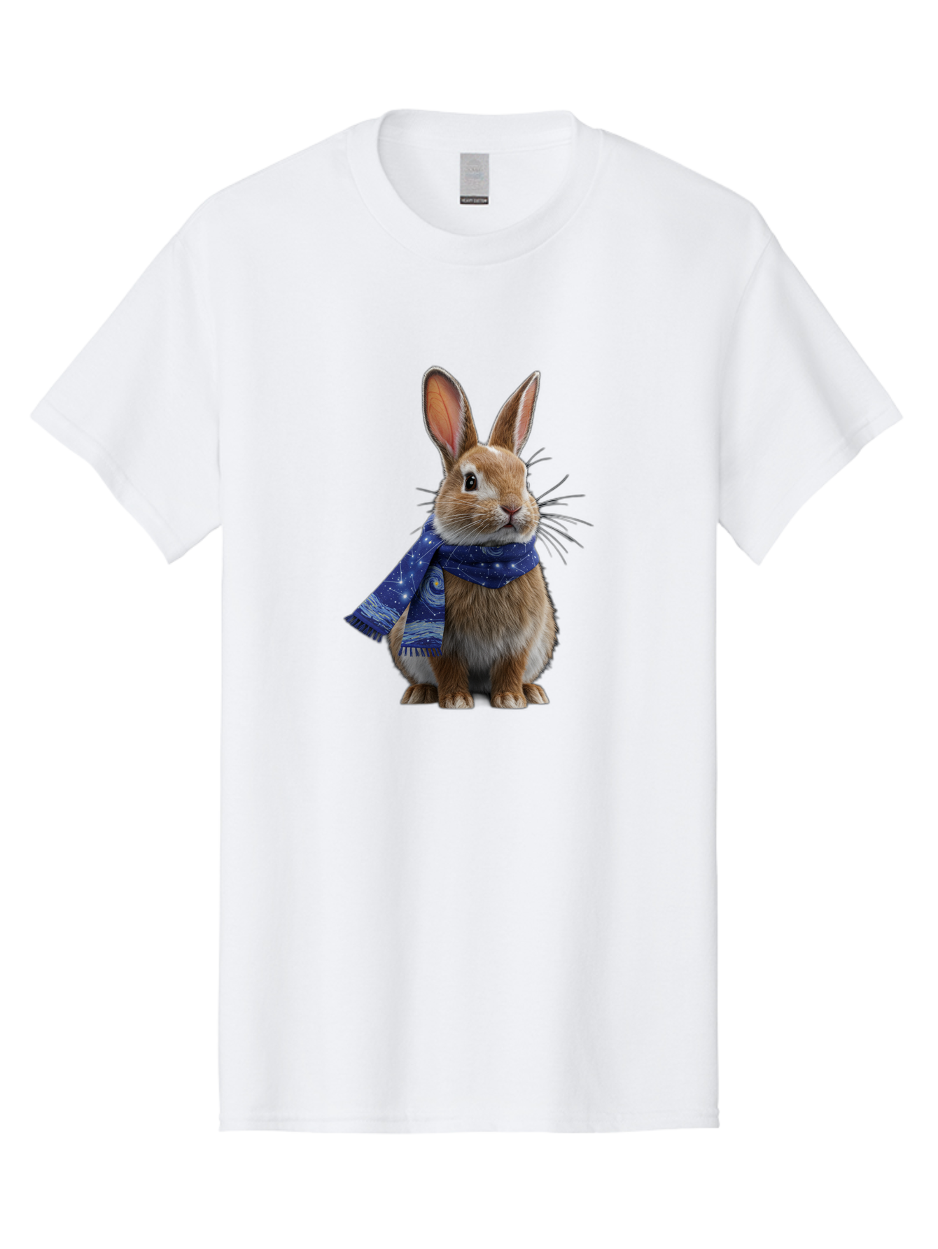 Rabbit-With-Starry-Night-Scarf Men'S Graphic Tee, 100% Cotton, Comfortable Casual Summer Wear, Machine Washable, Vintage Camera, Old Camera, Antique Camera, Black Camera, Classic Photography, Photography Equipment, Nostalgic Device, Ban245