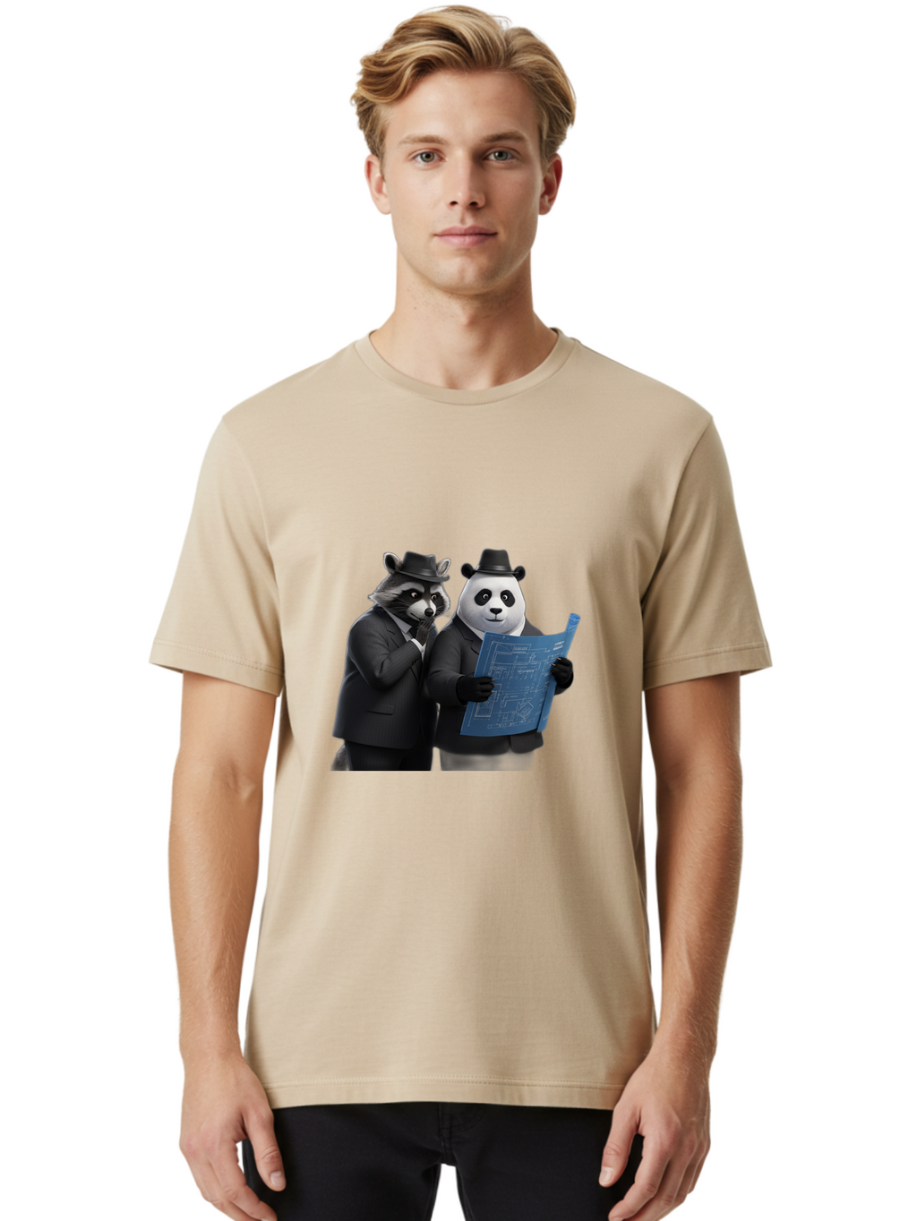 Raccoon-And-Panda Men'S Graphic Tee, 100% Cotton, Comfortable Casual Summer Wear, Machine Washable, Vintage Camera, Old Camera, Antique Camera, Black Camera, Classic Photography, Photography Equipment, Nostalgic Device, Film Camera, Camera Art Ban246