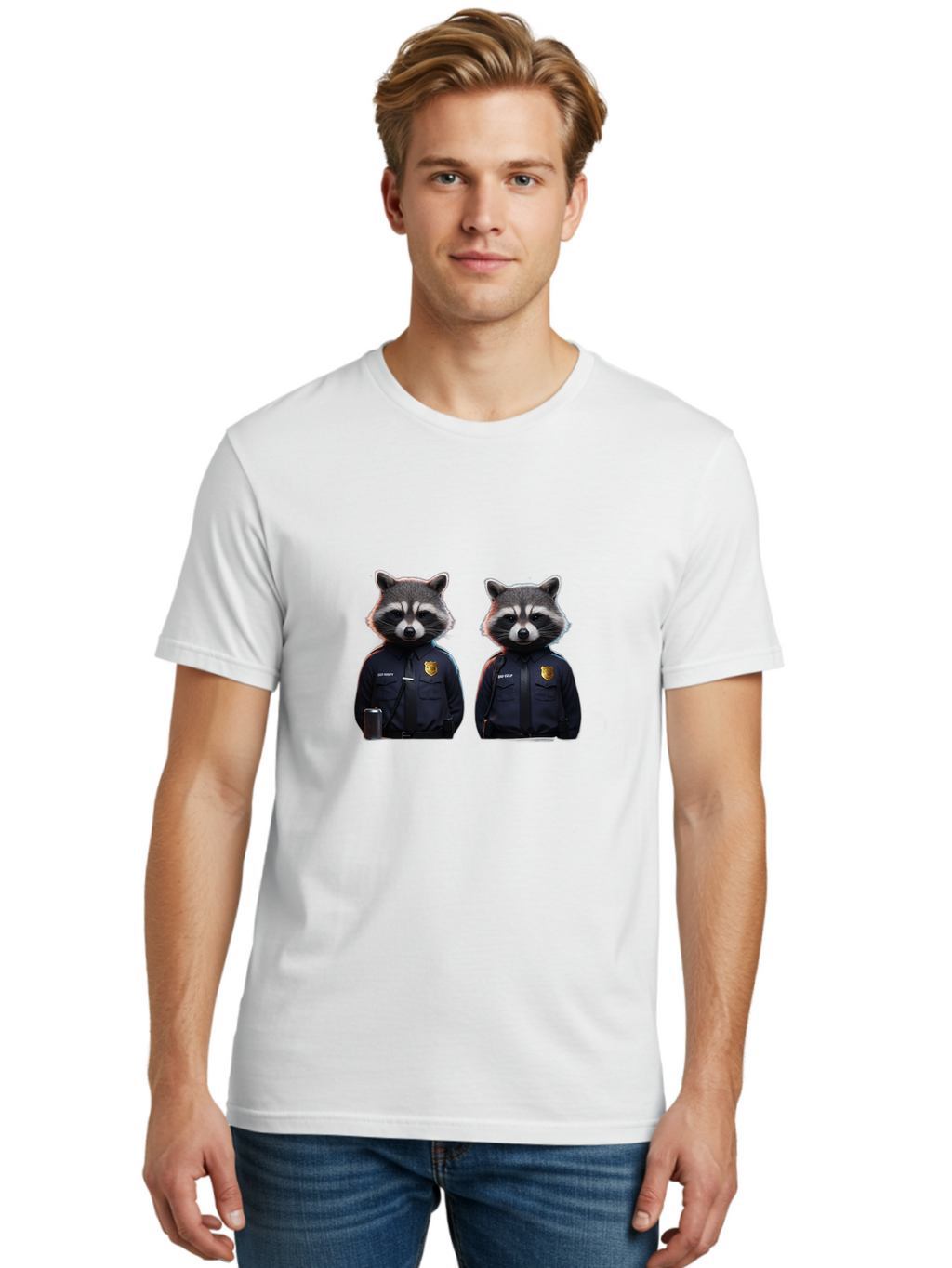Raccoon-Police Men'S Graphic Tee, 100% Cotton, Comfortable Casual Summer Wear, Machine Washable, Vintage Camera, Old Camera, Antique Camera, Black Camera, Classic Photography, Photography Equipment, Nostalgic Device, Film Camera, Camera Art Ban252