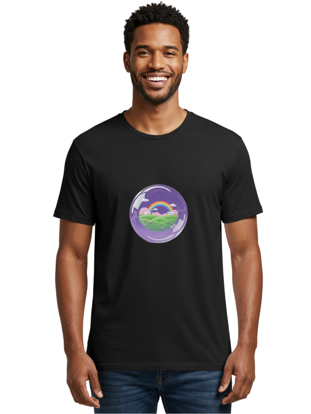 Rainbow-Bubble Men'S Graphic Tee, 100% Cotton, Comfortable Casual Summer Wear, Machine Washable, Vintage Camera, Old Camera, Antique Camera, Black Camera, Classic Photography, Photography Equipment, Nostalgic Device, Film Camera, Camera Art Ban258