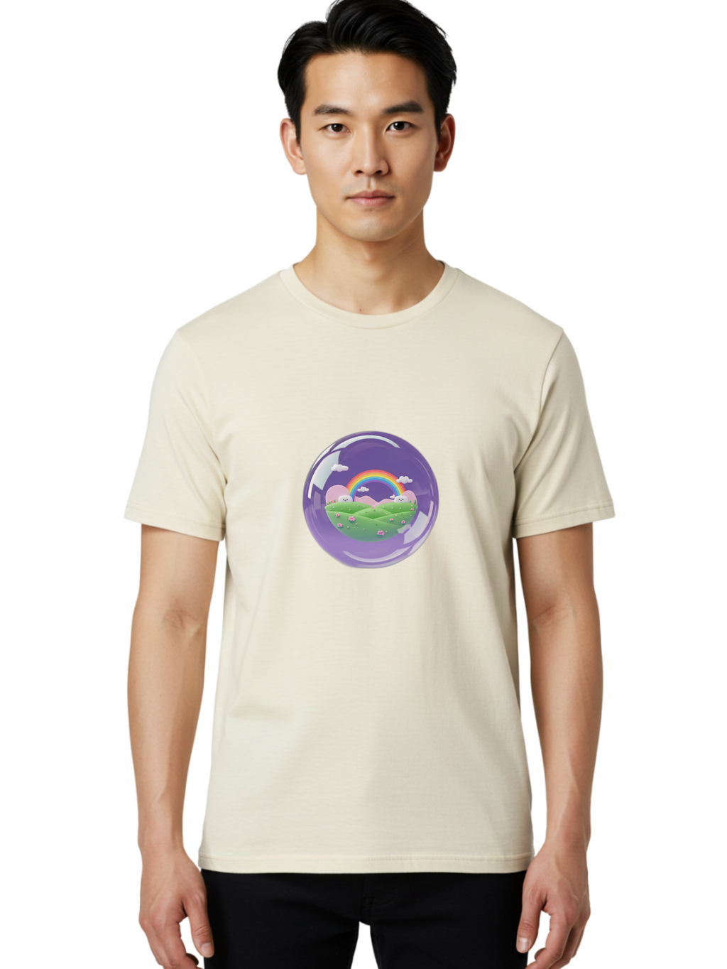 Rainbow-Bubble Men'S Graphic Tee, 100% Cotton, Comfortable Casual Summer Wear, Machine Washable, Vintage Camera, Old Camera, Antique Camera, Black Camera, Classic Photography, Photography Equipment, Nostalgic Device, Film Camera, Camera Art Ban258