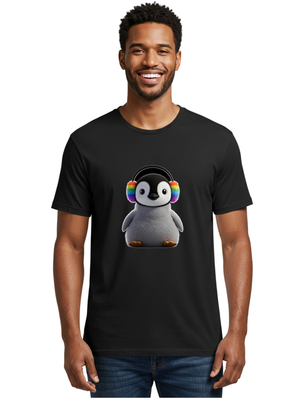 Rainbow-Earmuff-Penguin Men'S Graphic Tee, 100% Cotton, Comfortable Casual Summer Wear, Machine Washable, Vintage Camera, Old Camera, Antique Camera, Black Camera, Classic Photography, Photography Equipment, Nostalgic Device, Film Camera, Ban262