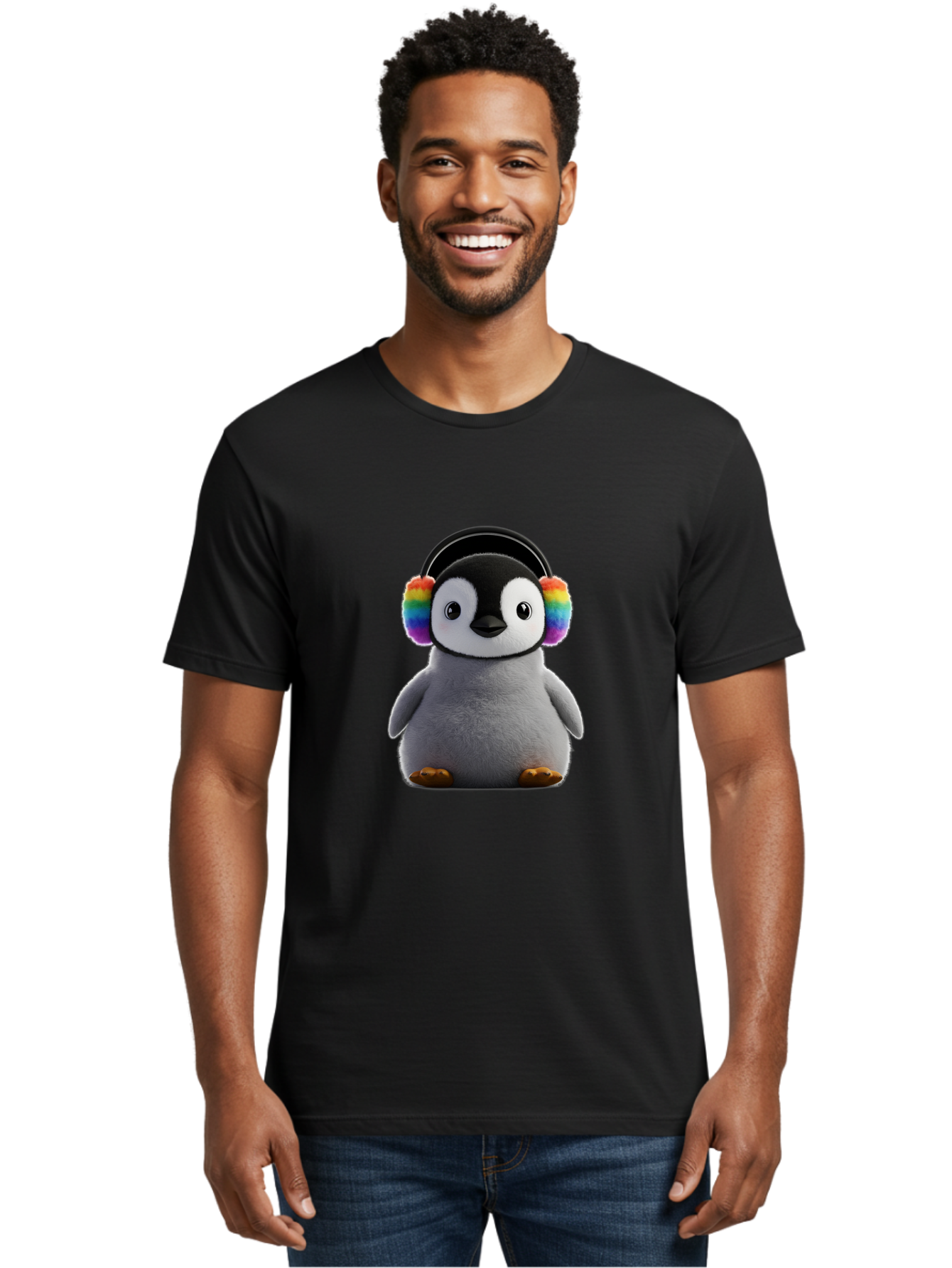 Rainbow-Earmuff-Penguin Men'S Graphic Tee, 100% Cotton, Comfortable Casual Summer Wear, Machine Washable, Vintage Camera, Old Camera, Antique Camera, Black Camera, Classic Photography, Photography Equipment, Nostalgic Device, Film Camera, Ban262