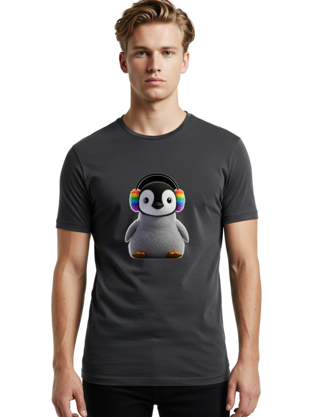 Rainbow-Earmuff-Penguin Men'S Graphic Tee, 100% Cotton, Comfortable Casual Summer Wear, Machine Washable, Vintage Camera, Old Camera, Antique Camera, Black Camera, Classic Photography, Photography Equipment, Nostalgic Device, Film Camera, Ban262