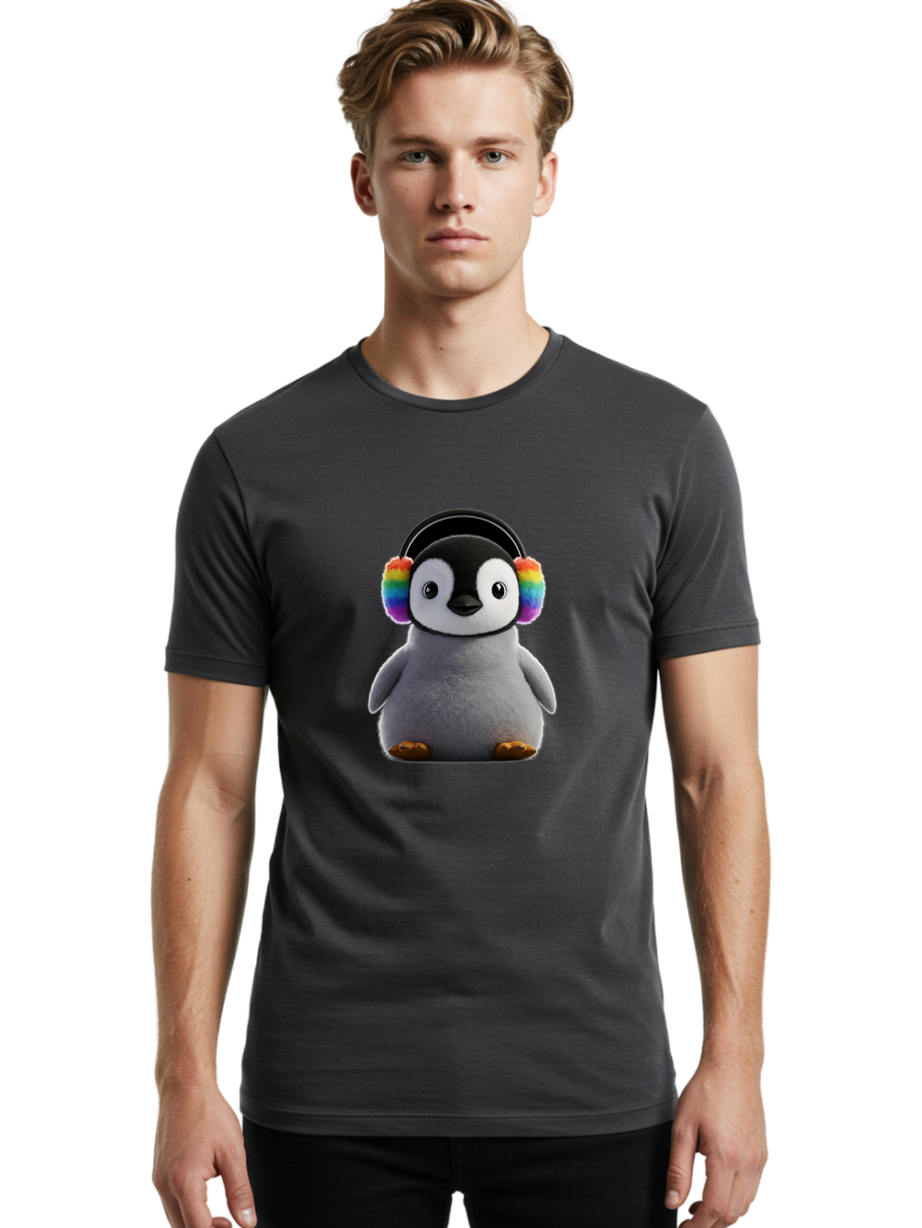 Rainbow-Earmuff-Penguin Men'S Graphic Tee, 100% Cotton, Comfortable Casual Summer Wear, Machine Washable, Vintage Camera, Old Camera, Antique Camera, Black Camera, Classic Photography, Photography Equipment, Nostalgic Device, Film Camera, Ban262