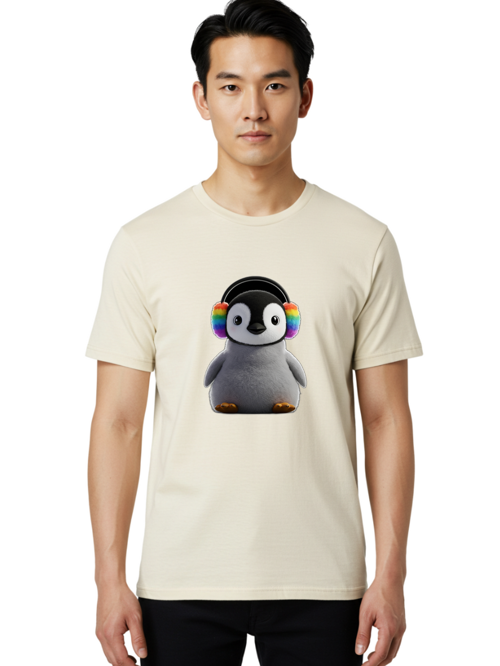 Rainbow-Earmuff-Penguin Men'S Graphic Tee, 100% Cotton, Comfortable Casual Summer Wear, Machine Washable, Vintage Camera, Old Camera, Antique Camera, Black Camera, Classic Photography, Photography Equipment, Nostalgic Device, Film Camera, Ban262