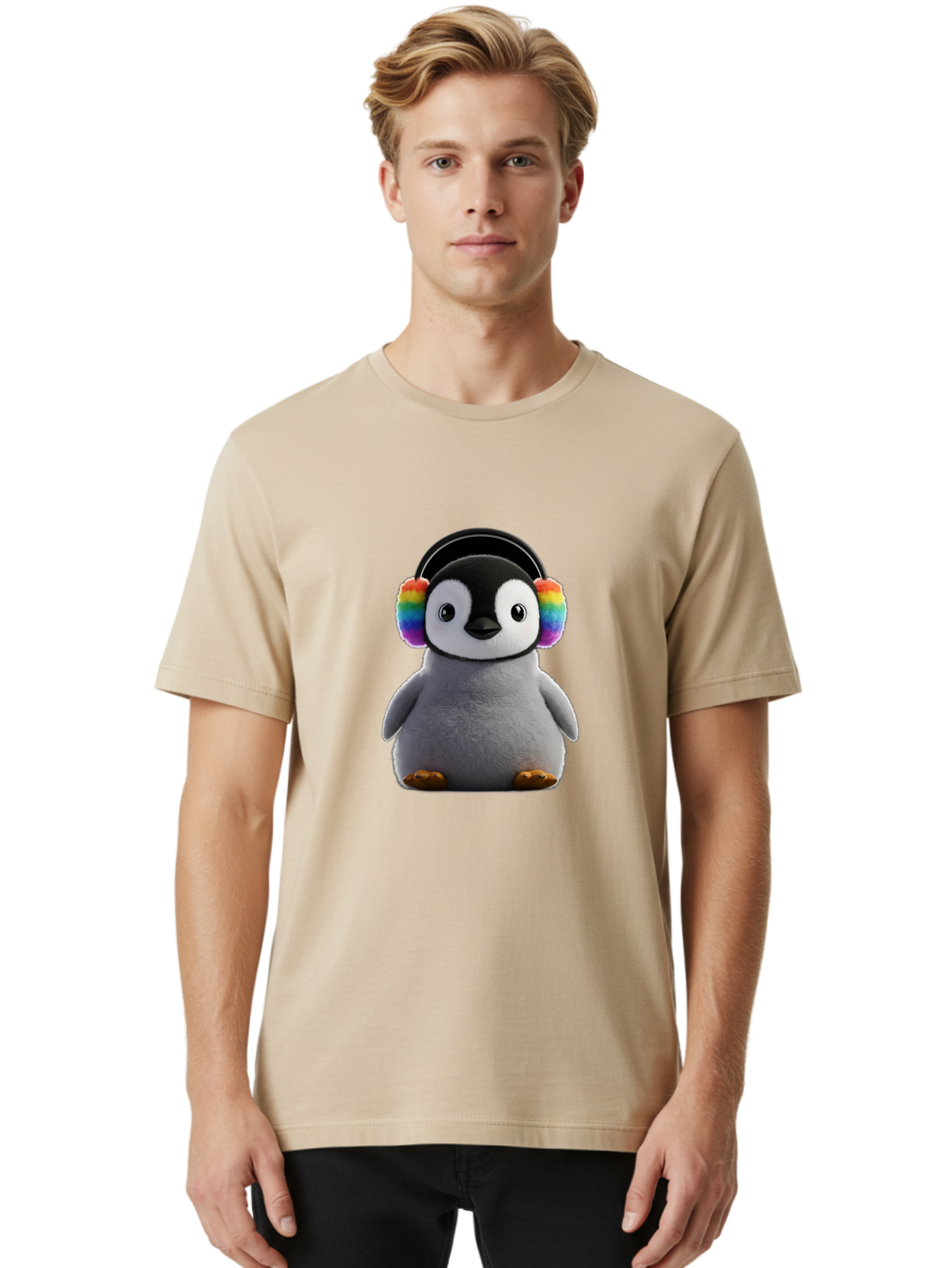 Rainbow-Earmuff-Penguin Men'S Graphic Tee, 100% Cotton, Comfortable Casual Summer Wear, Machine Washable, Vintage Camera, Old Camera, Antique Camera, Black Camera, Classic Photography, Photography Equipment, Nostalgic Device, Film Camera, Ban262