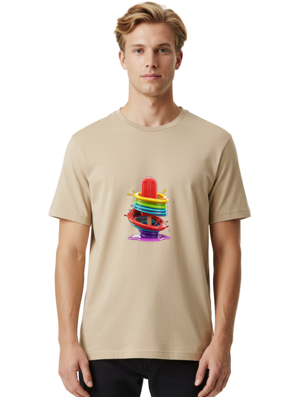 Rainbow-Popsicle Men'S Graphic Tee, 100% Cotton, Comfortable Casual Summer Wear, Machine Washable, Vintage Camera, Old Camera, Antique Camera, Black Camera, Classic Photography, Photography Equipment, Nostalgic Device, Film Camera, Camera Art Ban265
