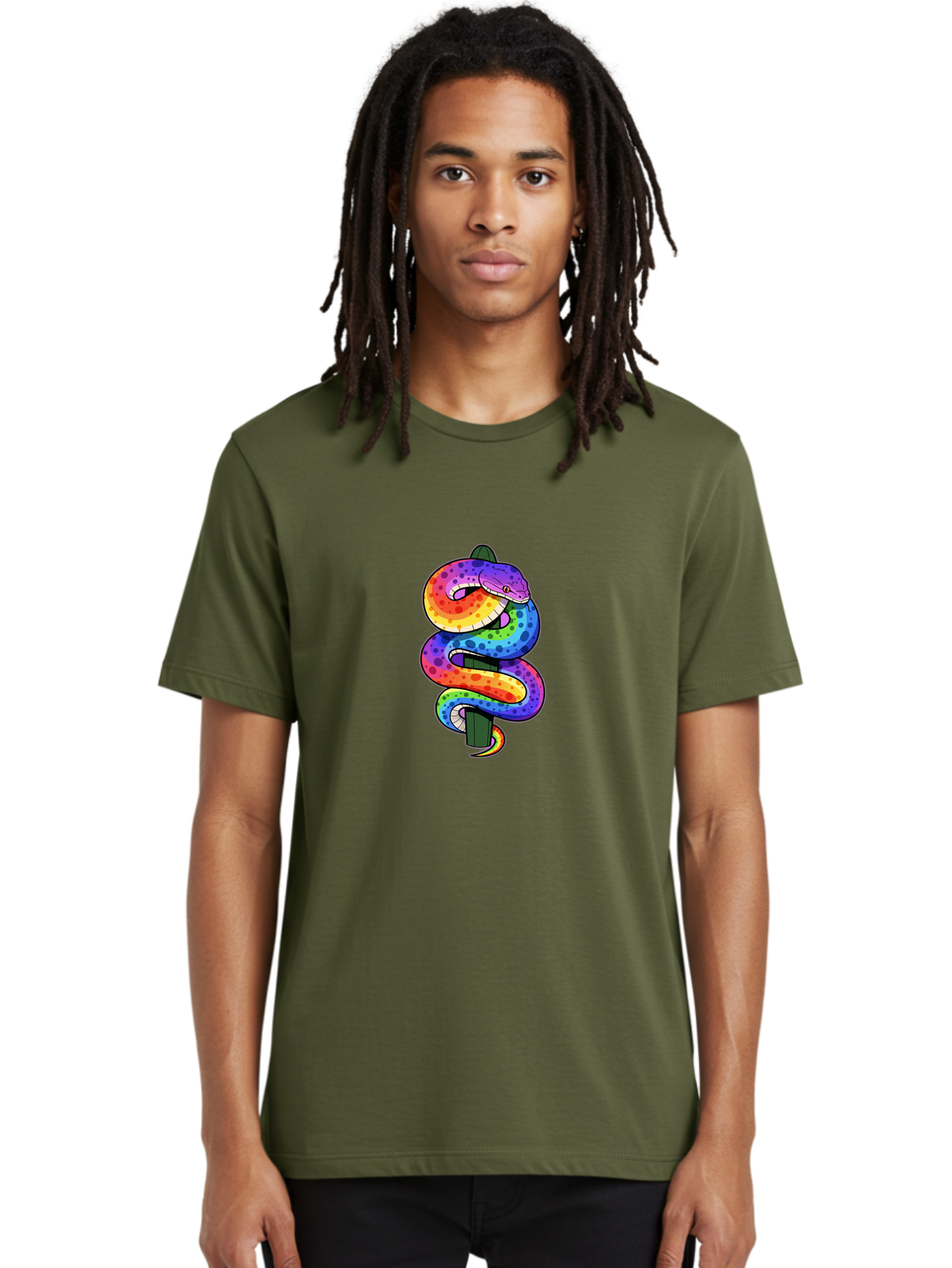 Rainbow-Snake-1 Men'S Graphic Tee, 100% Cotton, Comfortable Casual Summer Wear, Machine Washable, Vintage Camera, Old Camera, Antique Camera, Black Camera, Classic Photography, Photography Equipment, Nostalgic Device, Film Camera, Camera Art Ban266
