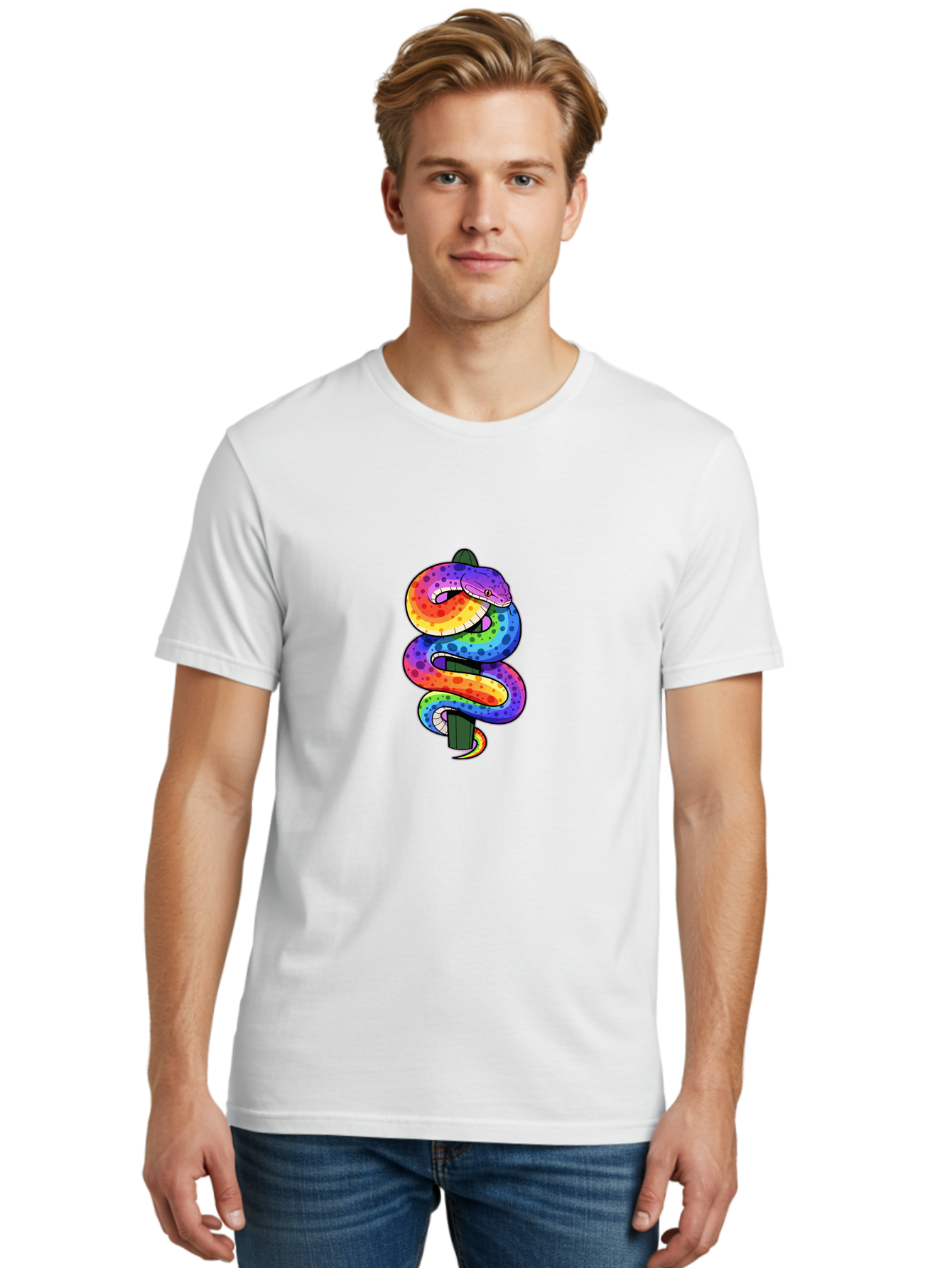 Rainbow-Snake-1 Men'S Graphic Tee, 100% Cotton, Comfortable Casual Summer Wear, Machine Washable, Vintage Camera, Old Camera, Antique Camera, Black Camera, Classic Photography, Photography Equipment, Nostalgic Device, Film Camera, Camera Art Ban266