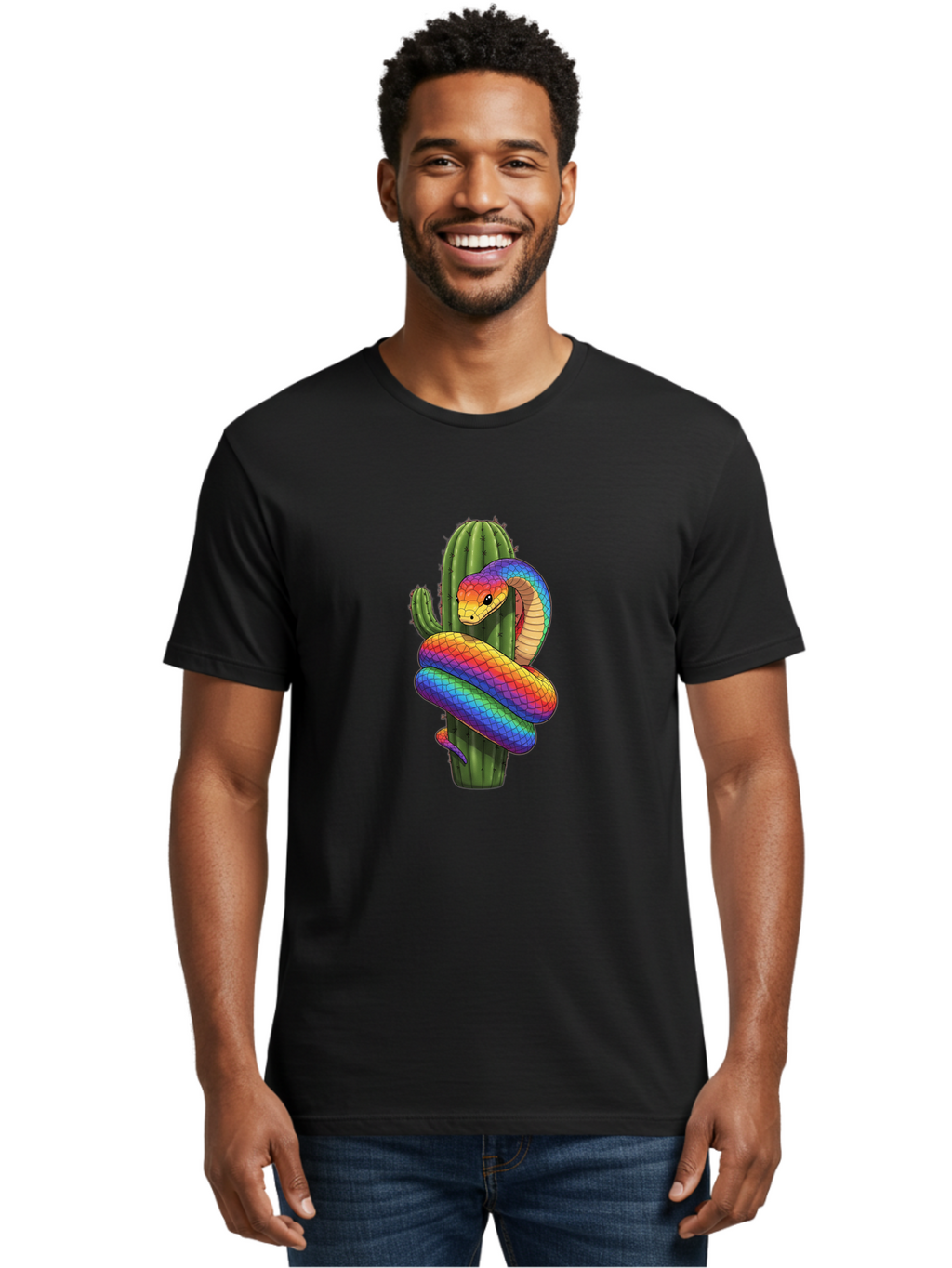 Rainbow-Snake-Cactus Men'S Graphic Tee, 100% Cotton, Comfortable Casual Summer Wear, Machine Washable, Vintage Camera, Old Camera, Antique Camera, Black Camera, Classic Photography, Photography Equipment, Nostalgic Device, Film Camera, Ban267