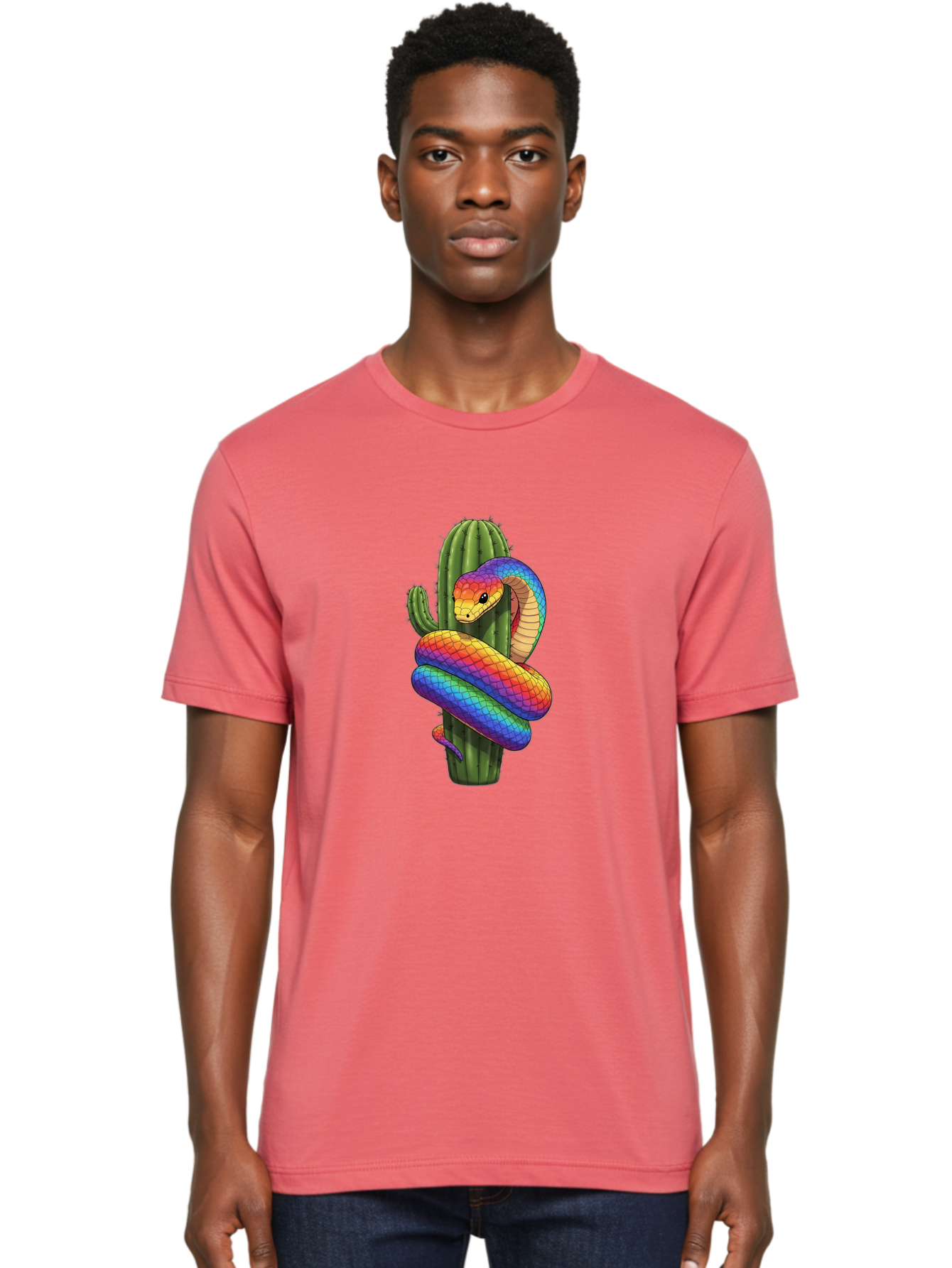 Rainbow-Snake-Cactus Men'S Graphic Tee, 100% Cotton, Comfortable Casual Summer Wear, Machine Washable, Vintage Camera, Old Camera, Antique Camera, Black Camera, Classic Photography, Photography Equipment, Nostalgic Device, Film Camera, Ban267