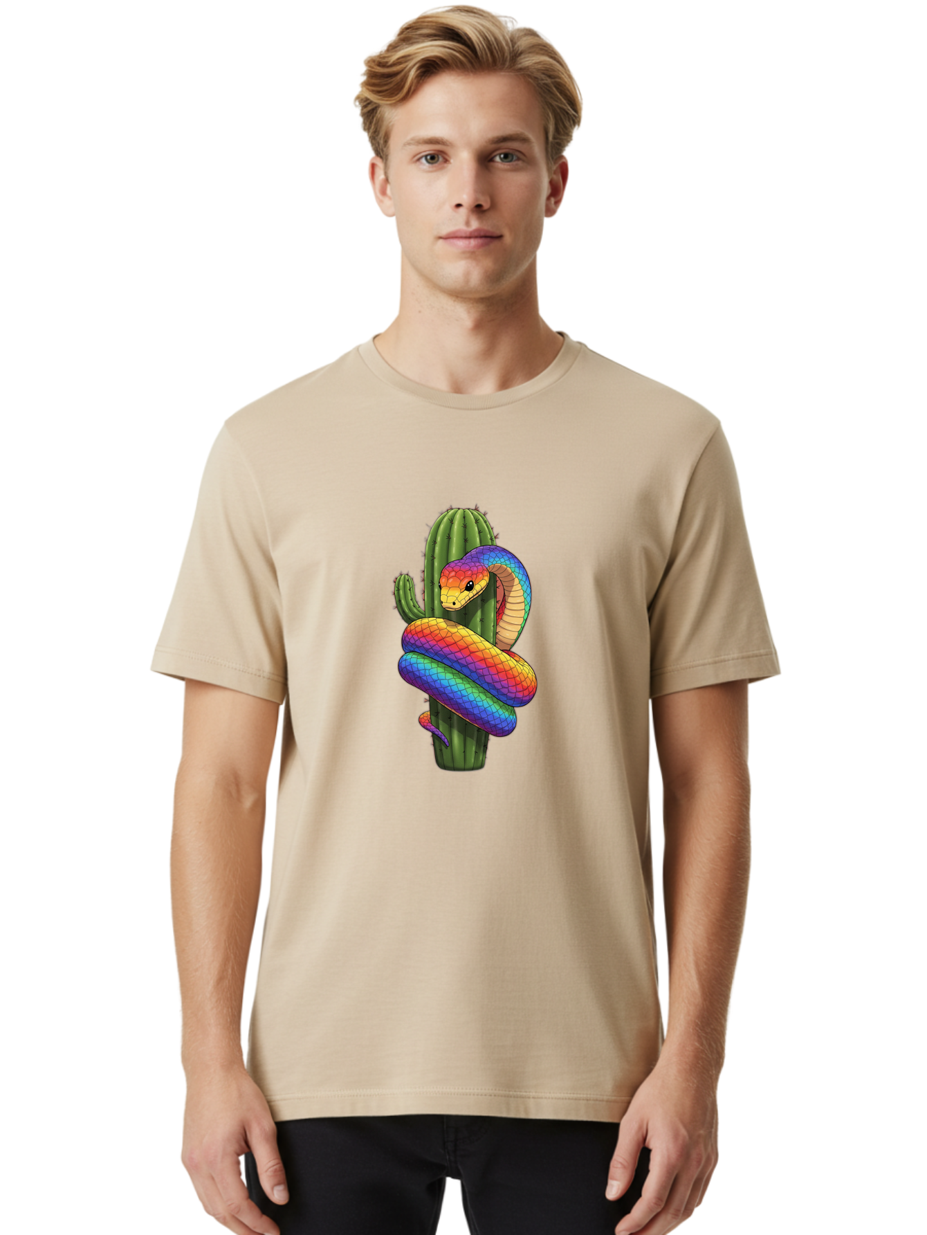 Rainbow-Snake-Cactus Men'S Graphic Tee, 100% Cotton, Comfortable Casual Summer Wear, Machine Washable, Vintage Camera, Old Camera, Antique Camera, Black Camera, Classic Photography, Photography Equipment, Nostalgic Device, Film Camera, Ban267