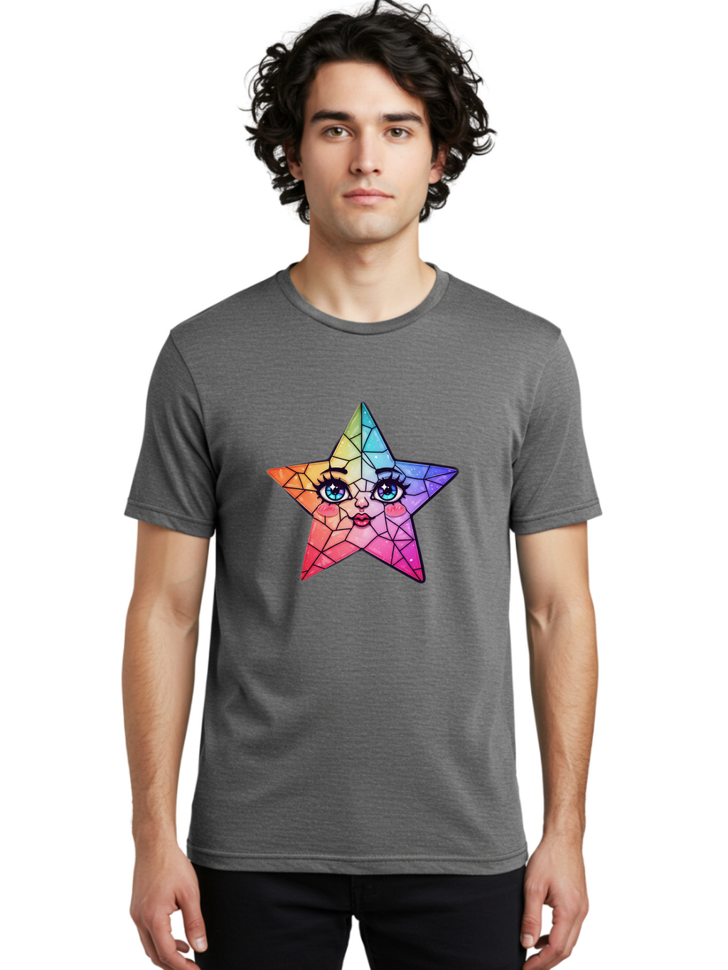 Rainbow-Star Men'S Graphic Tee, 100% Cotton, Comfortable Casual Summer Wear, Machine Washable, Vintage Camera, Old Camera, Antique Camera, Black Camera, Classic Photography, Photography Equipment, Nostalgic Device, Film Camera, Camera Art Ban269