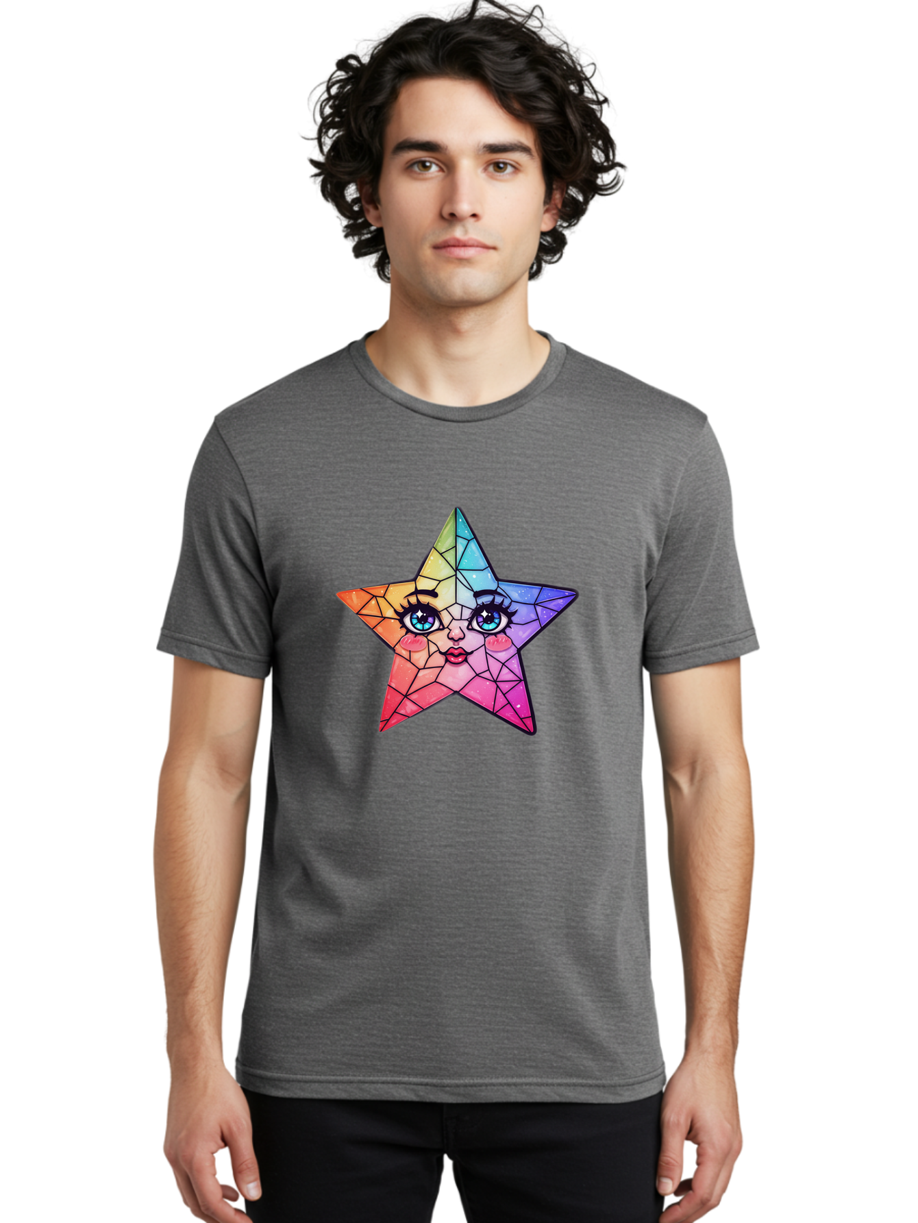 Rainbow-Star Men'S Graphic Tee, 100% Cotton, Comfortable Casual Summer Wear, Machine Washable, Vintage Camera, Old Camera, Antique Camera, Black Camera, Classic Photography, Photography Equipment, Nostalgic Device, Film Camera, Camera Art Ban269