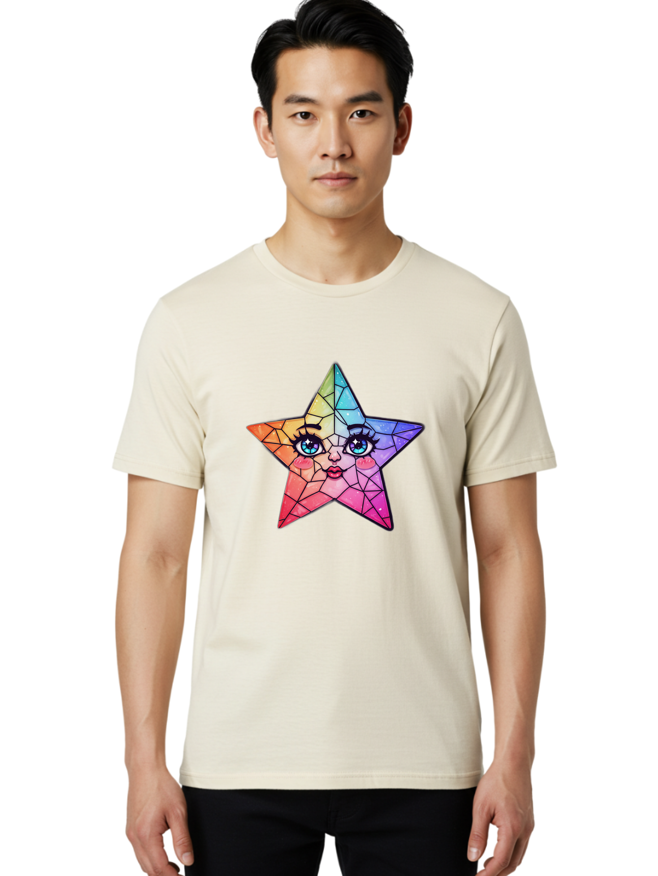 Rainbow-Star Men'S Graphic Tee, 100% Cotton, Comfortable Casual Summer Wear, Machine Washable, Vintage Camera, Old Camera, Antique Camera, Black Camera, Classic Photography, Photography Equipment, Nostalgic Device, Film Camera, Camera Art Ban269