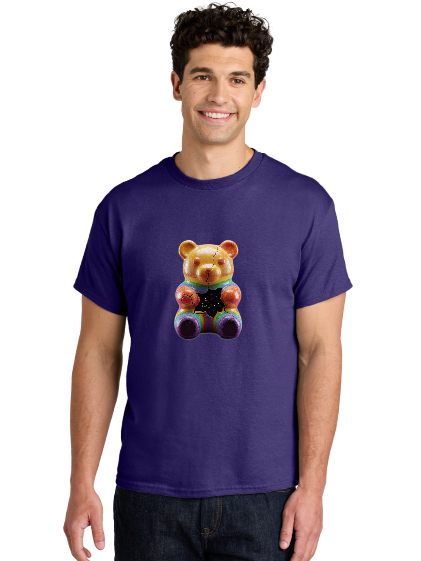 Rainbow-Teddy Men'S Graphic Tee, 100% Cotton, Comfortable Casual Summer Wear, Machine Washable, Vintage Camera, Old Camera, Antique Camera, Black Camera, Classic Photography, Photography Equipment, Nostalgic Device, Film Camera, Camera Art Ban270