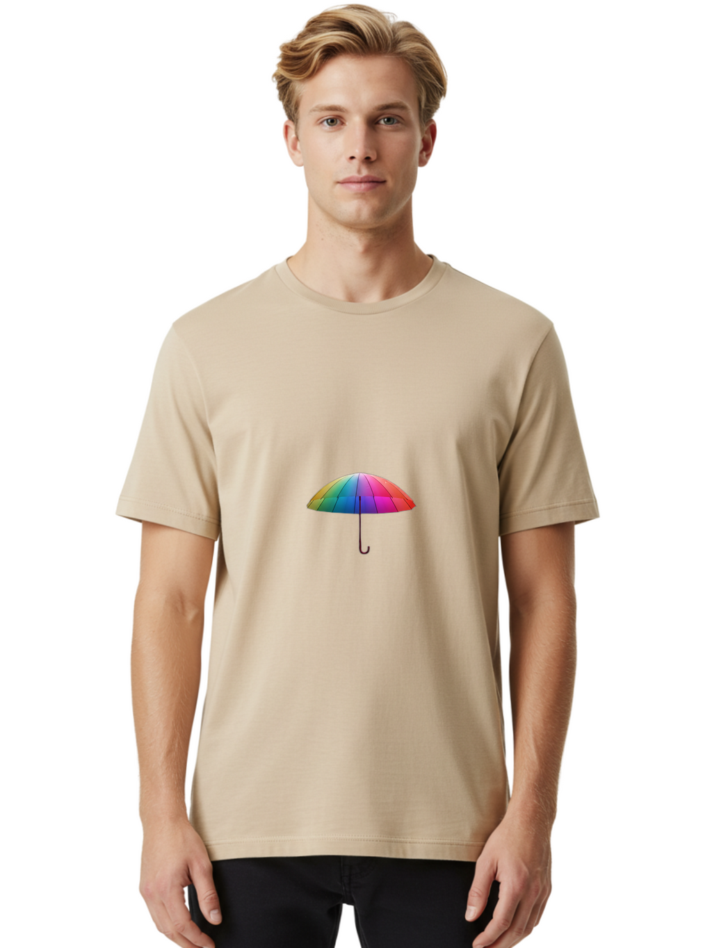 Rainbow-Umbrella Men'S Graphic Tee, 100% Cotton, Comfortable Casual Summer Wear, Machine Washable, Vintage Camera, Old Camera, Antique Camera, Black Camera, Classic Photography, Photography Equipment, Nostalgic Device, Film Camera, Camera Art Ban271