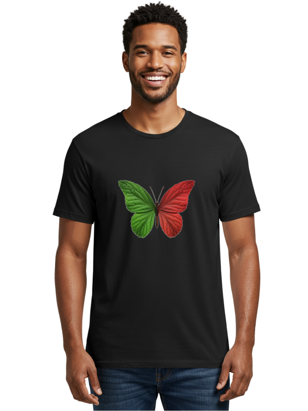 Red-And-Green-Butterfly Men'S Graphic Tee, 100% Cotton, Comfortable Casual Summer Wear, Machine Washable, Vintage Camera, Old Camera, Antique Camera, Black Camera, Classic Photography, Photography Equipment, Nostalgic Device, Film Camera, Ban295