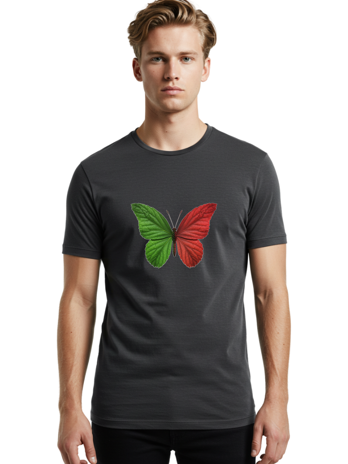 Red-And-Green-Butterfly Men'S Graphic Tee, 100% Cotton, Comfortable Casual Summer Wear, Machine Washable, Vintage Camera, Old Camera, Antique Camera, Black Camera, Classic Photography, Photography Equipment, Nostalgic Device, Film Camera, Ban295