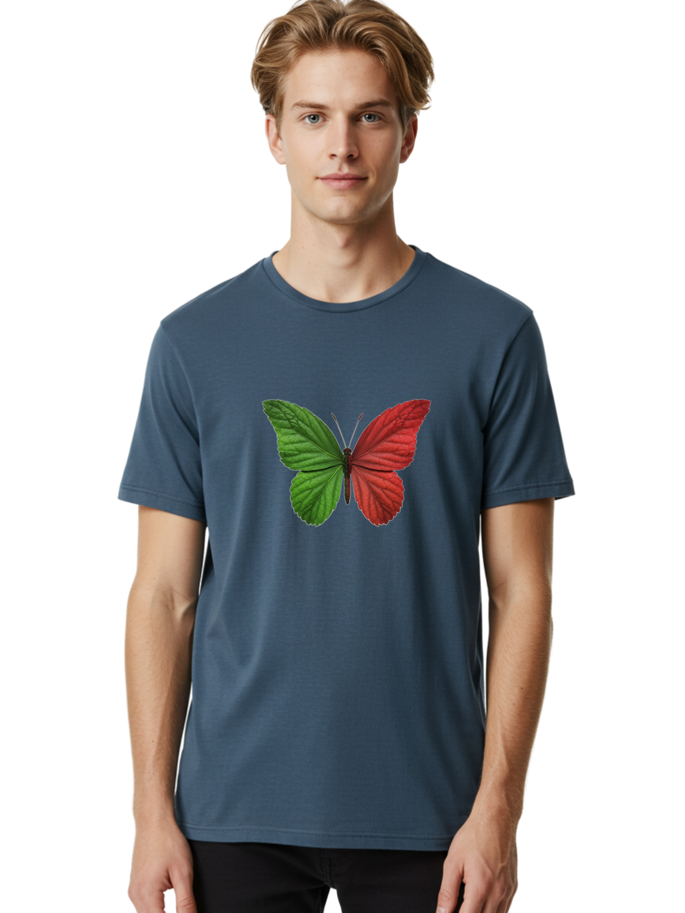 Red-And-Green-Butterfly Men'S Graphic Tee, 100% Cotton, Comfortable Casual Summer Wear, Machine Washable, Vintage Camera, Old Camera, Antique Camera, Black Camera, Classic Photography, Photography Equipment, Nostalgic Device, Film Camera, Ban295